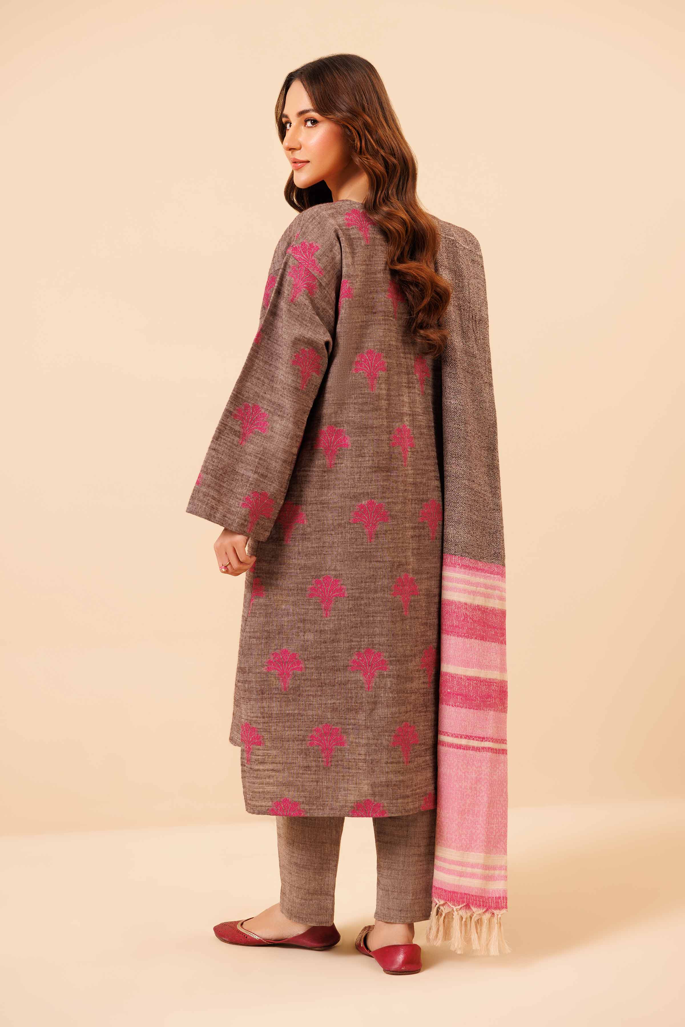 NishatUK - Brown Solids Handloom 3-piece unstitched Suit
