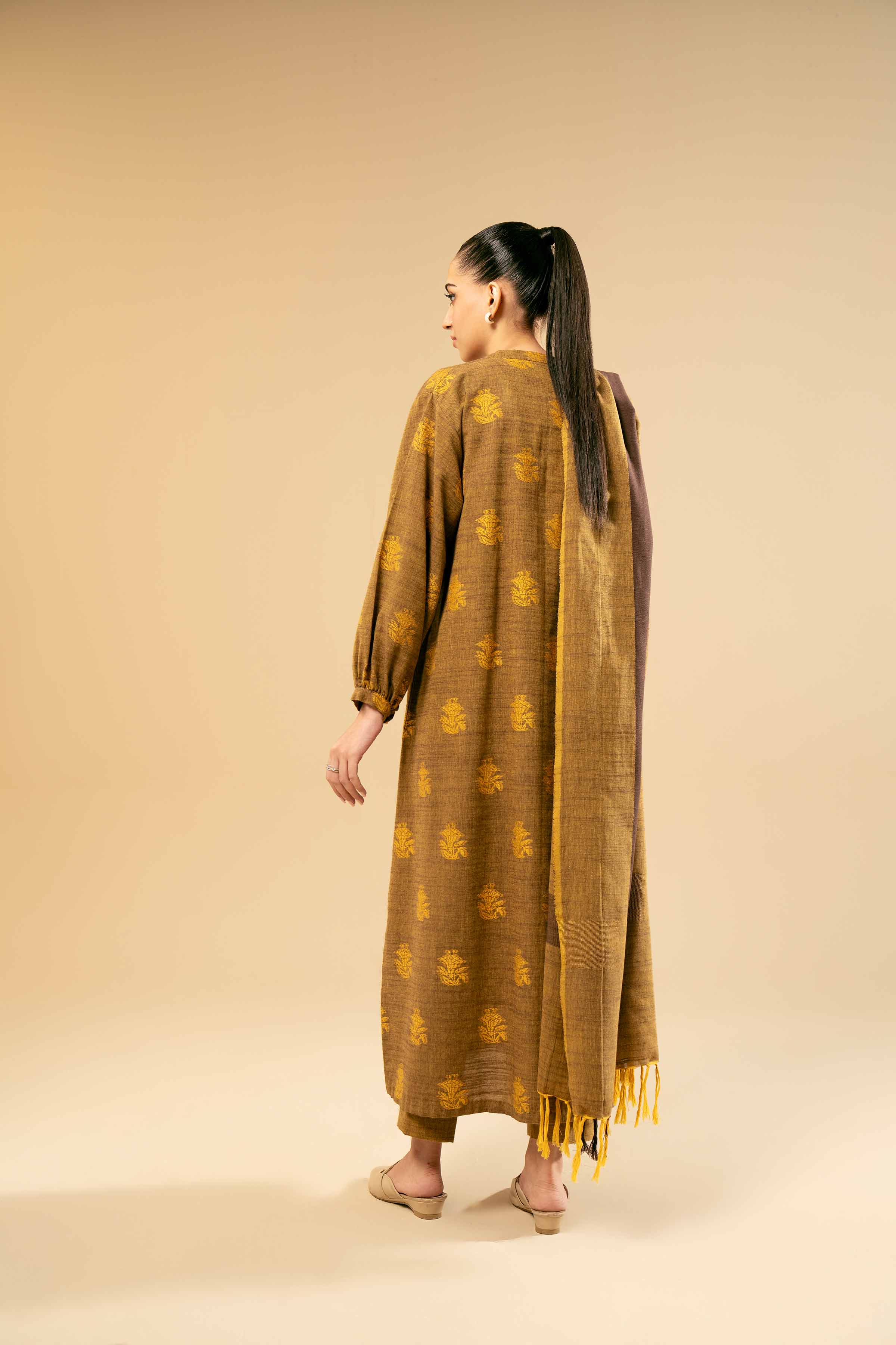 NishatUK - Brown Solids Handloom 3-piece unstitched Suit