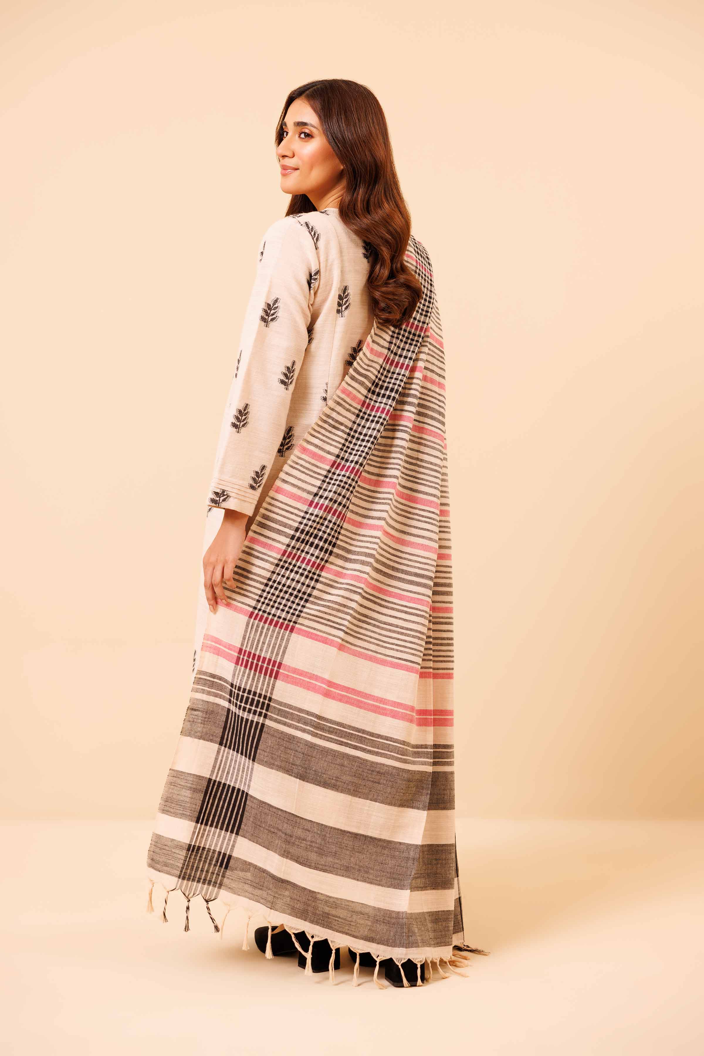NishatUK - Beige Solids Handloom 3-piece unstitched Suit