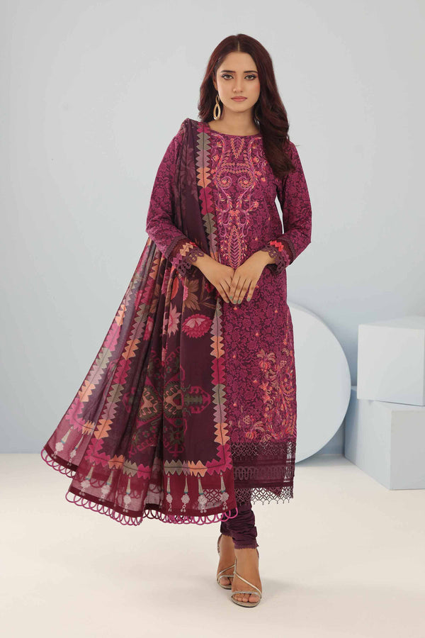 3 Piece - Printed Embroidered Suit - 42404398