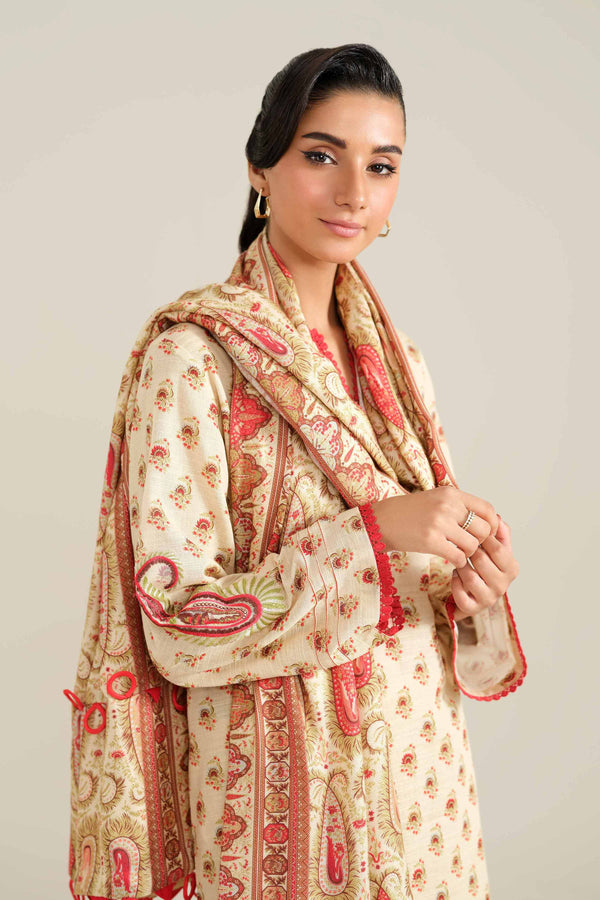 2 Piece  Printed Embroidered Winter Collection Suit  