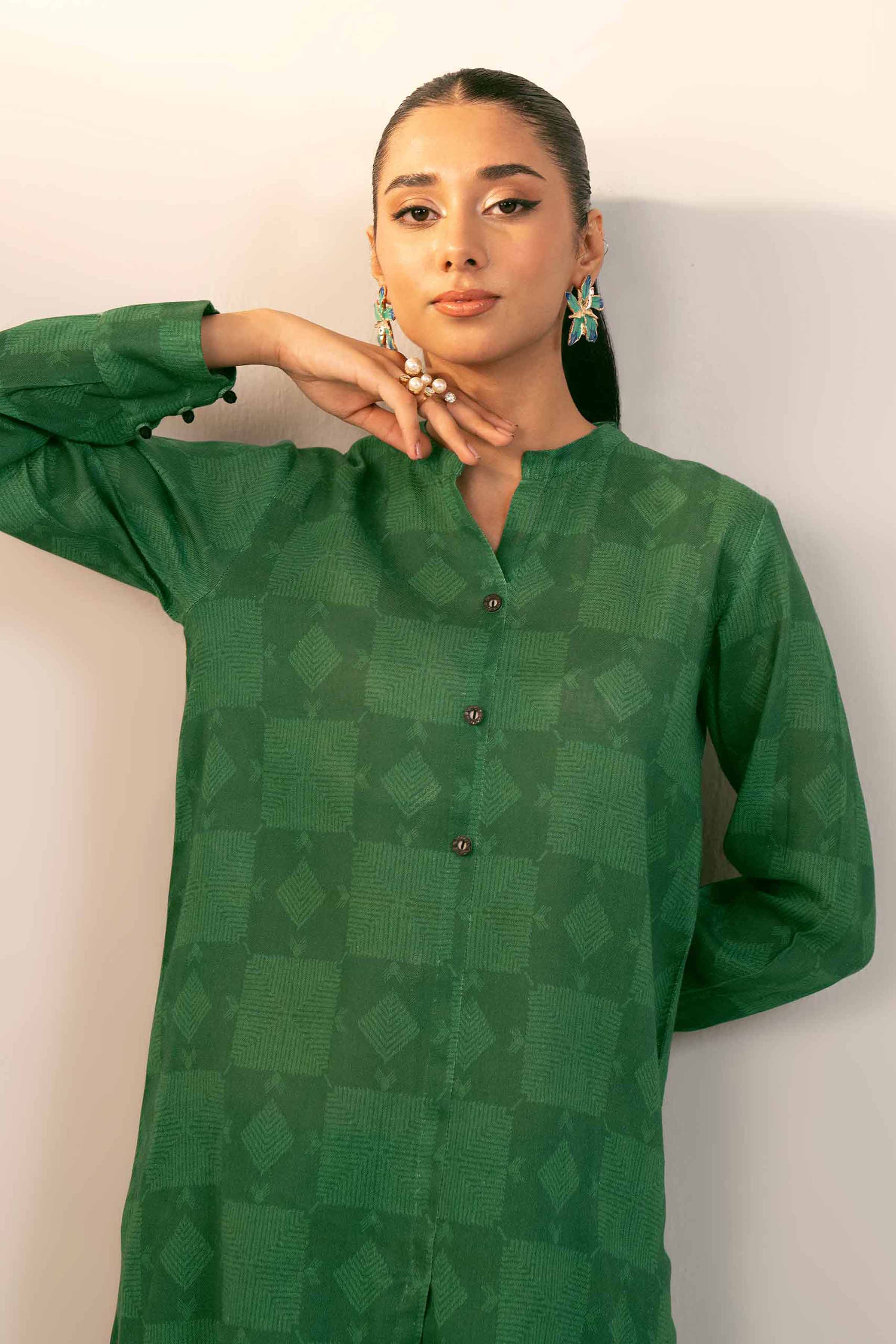 NishatUK - Brown Printed  Cotton 2-piece unstitched Dress
