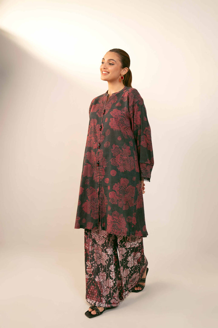 NishatUK - Brown Printed  Cotton 2-piece unstitched Dress