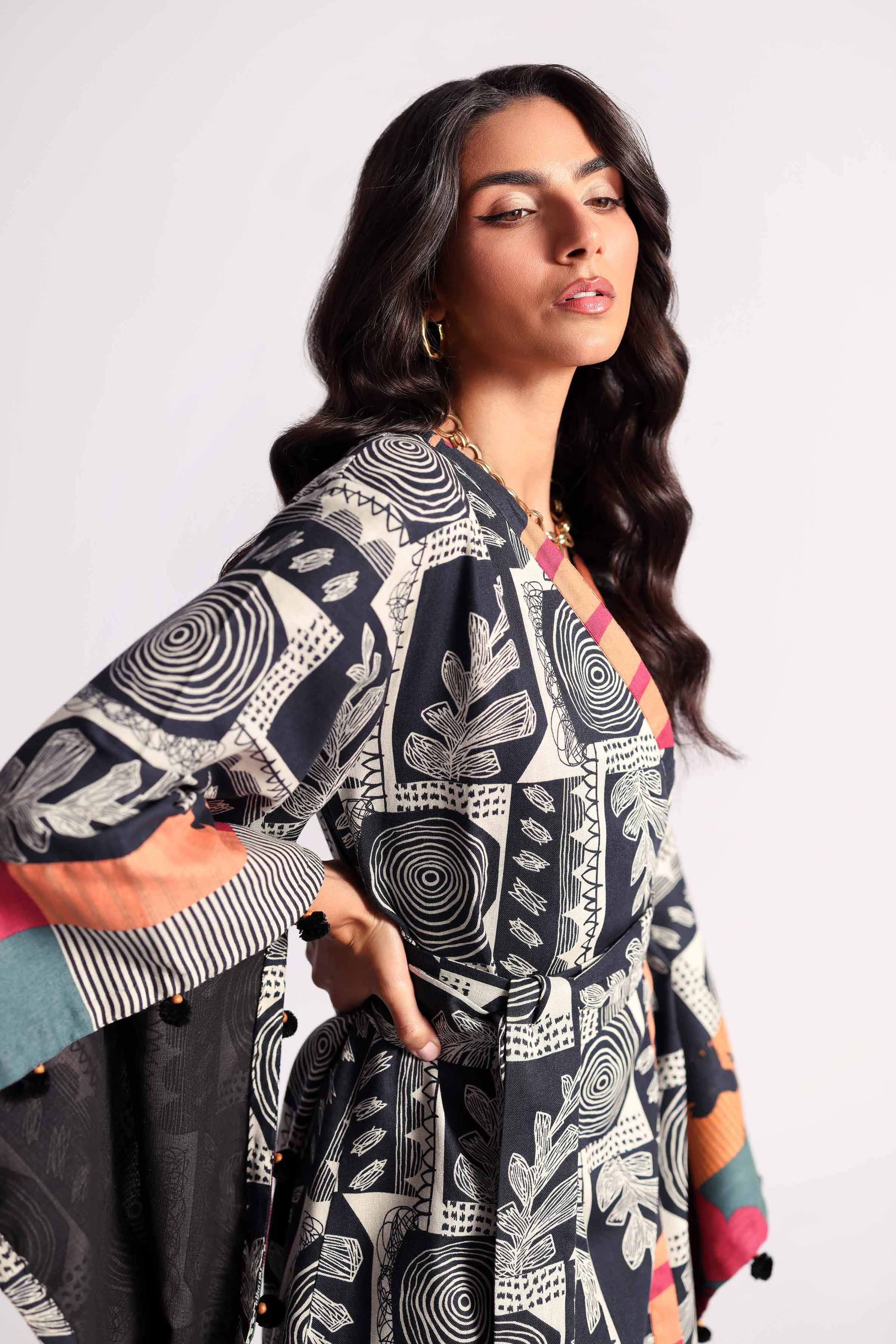 NishatUK - Brown Printed  Cotton 2-piece unstitched Dress