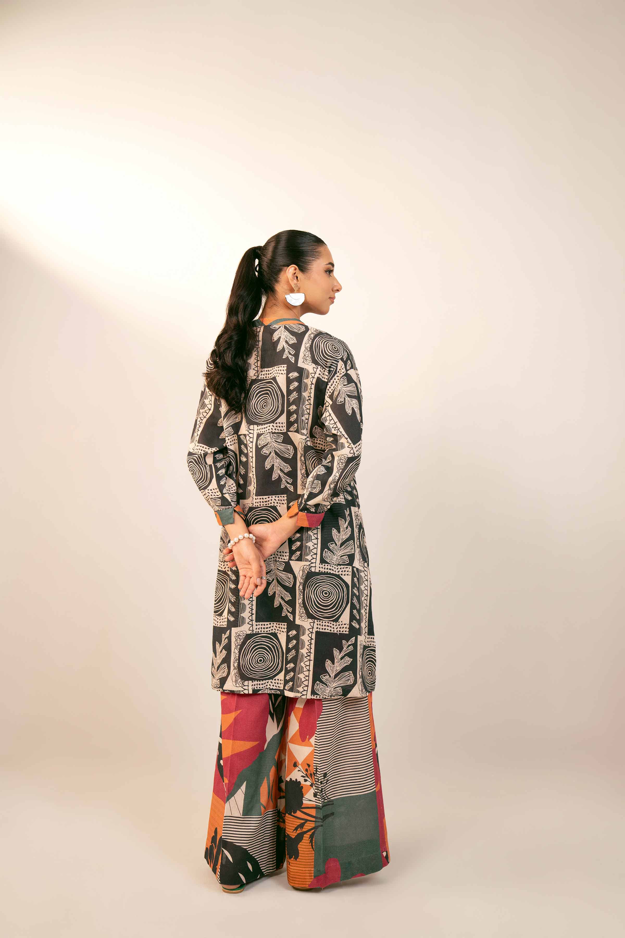 NishatUK - Brown Printed  Cotton 2-piece unstitched Dress