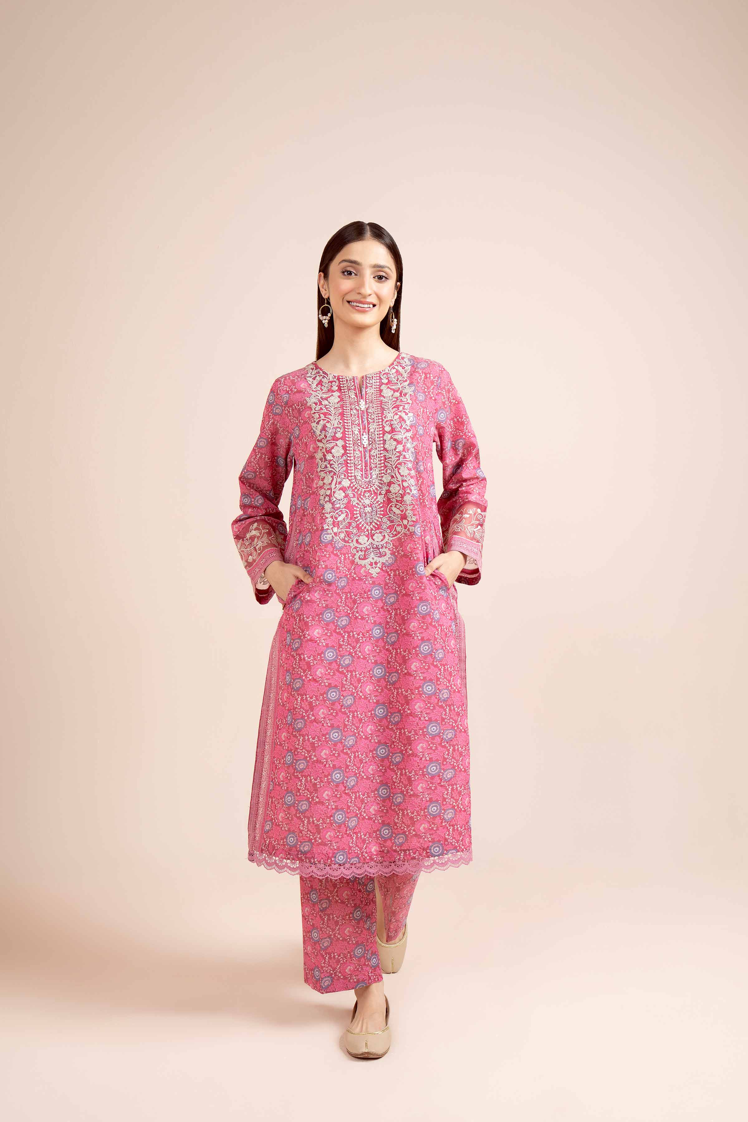NishatUK - Marsala Embroidered  Tropical 2-piece unstitched Dress