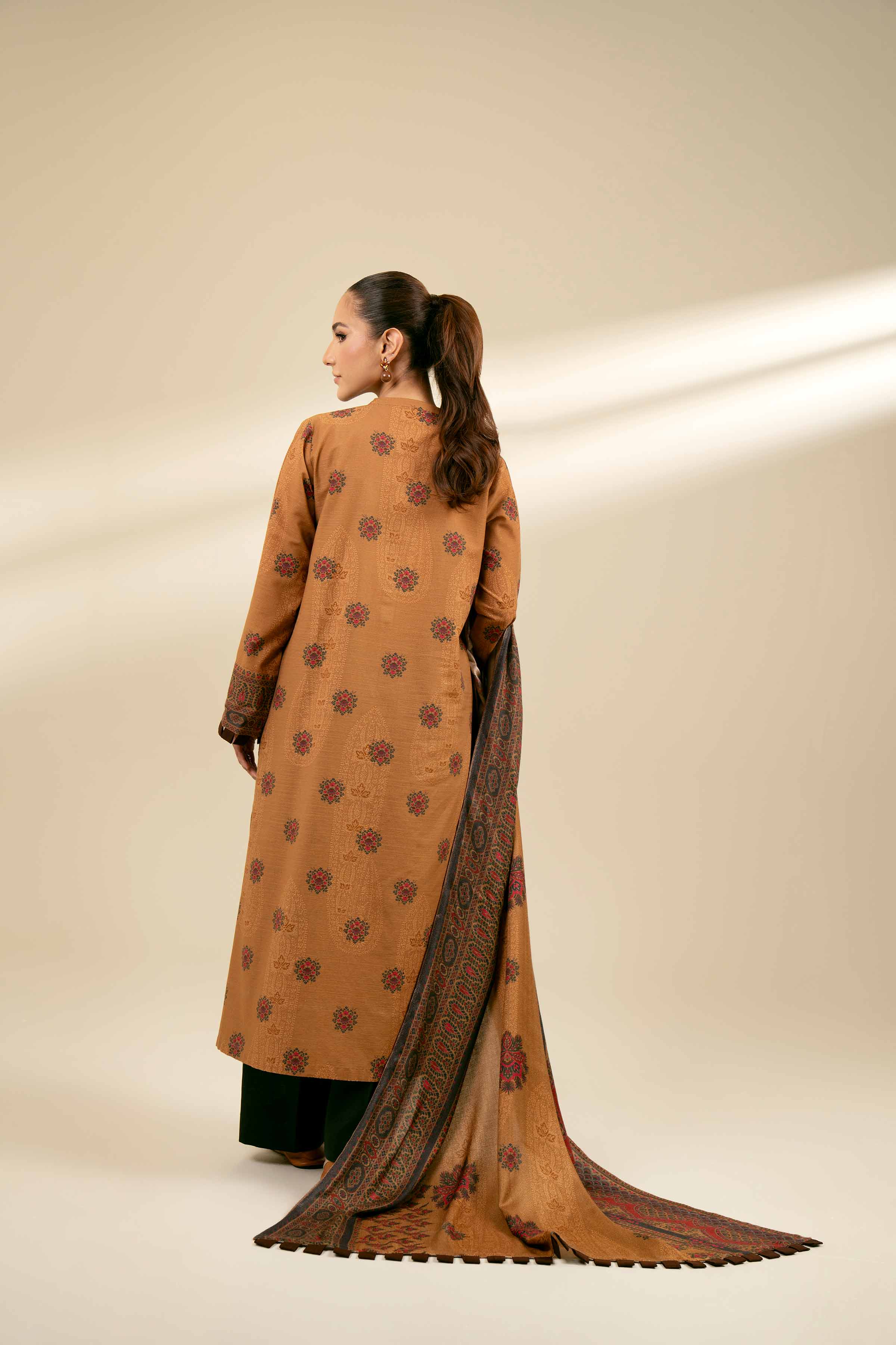 NishatUK - Brown Printed Cotton 2-piece unstitched Dress