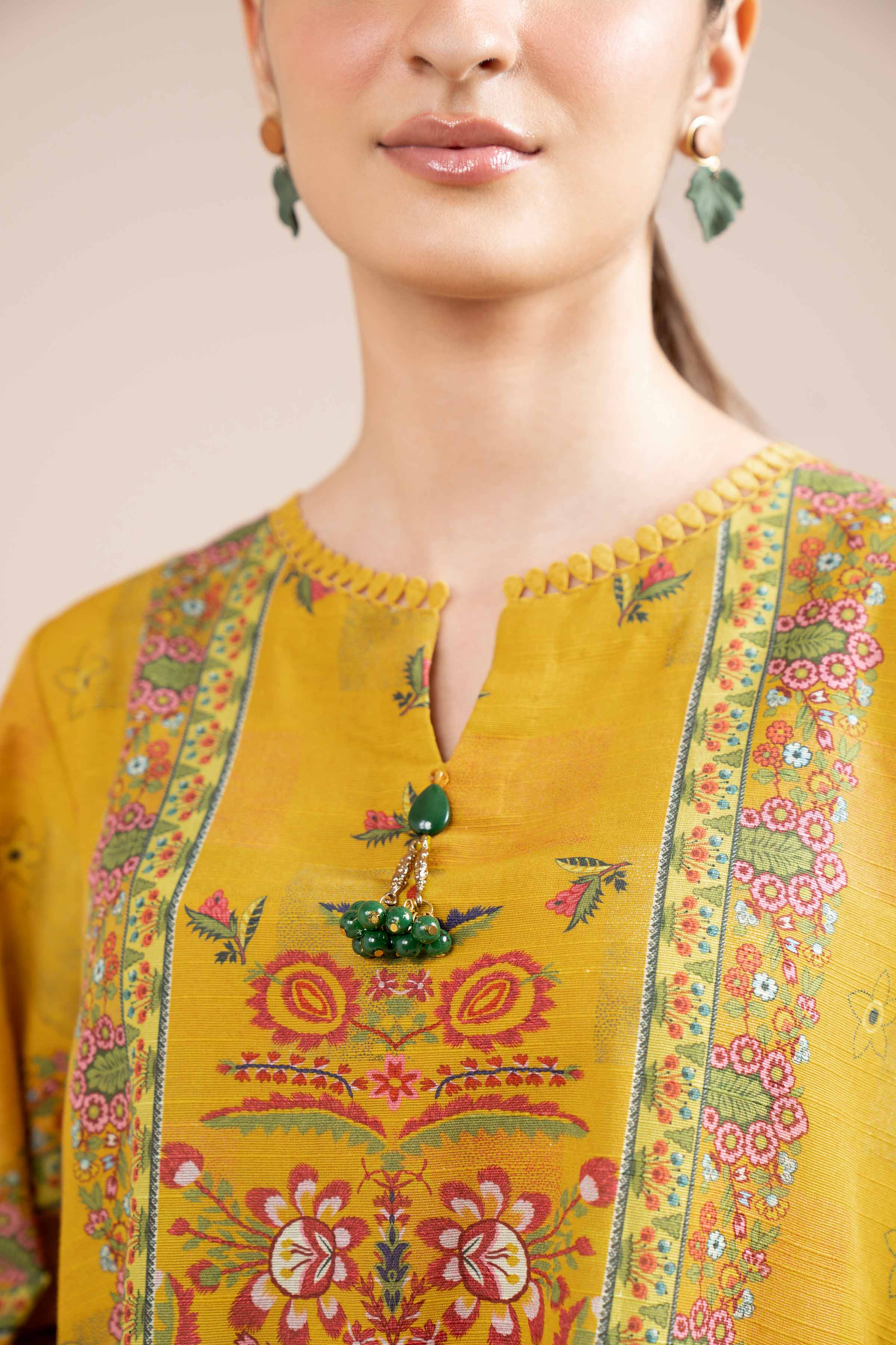 NishatUK - Brown Printed Cotton 3-piece unstitched Suit