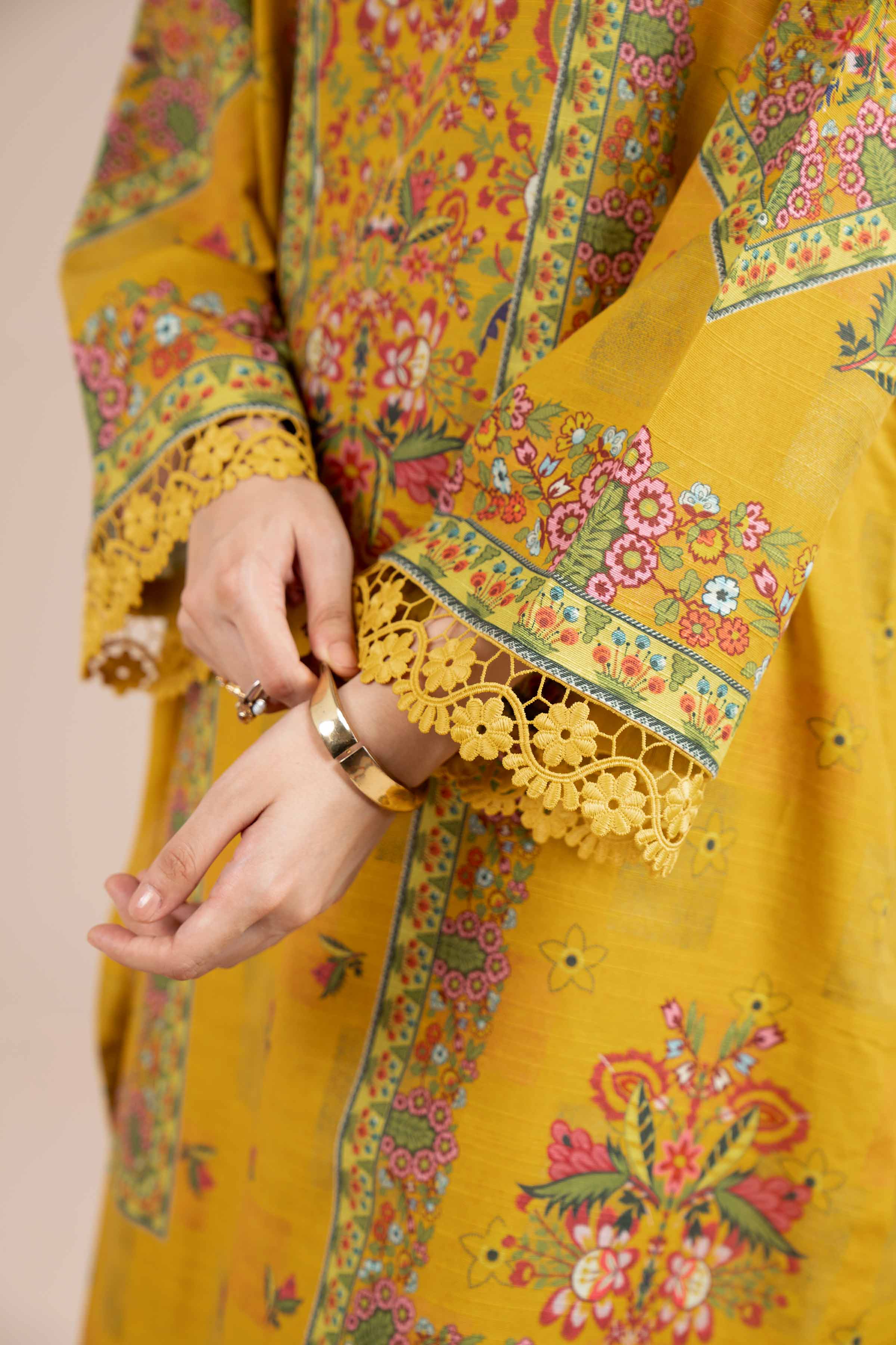NishatUK - Brown Printed Cotton 3-piece unstitched Suit