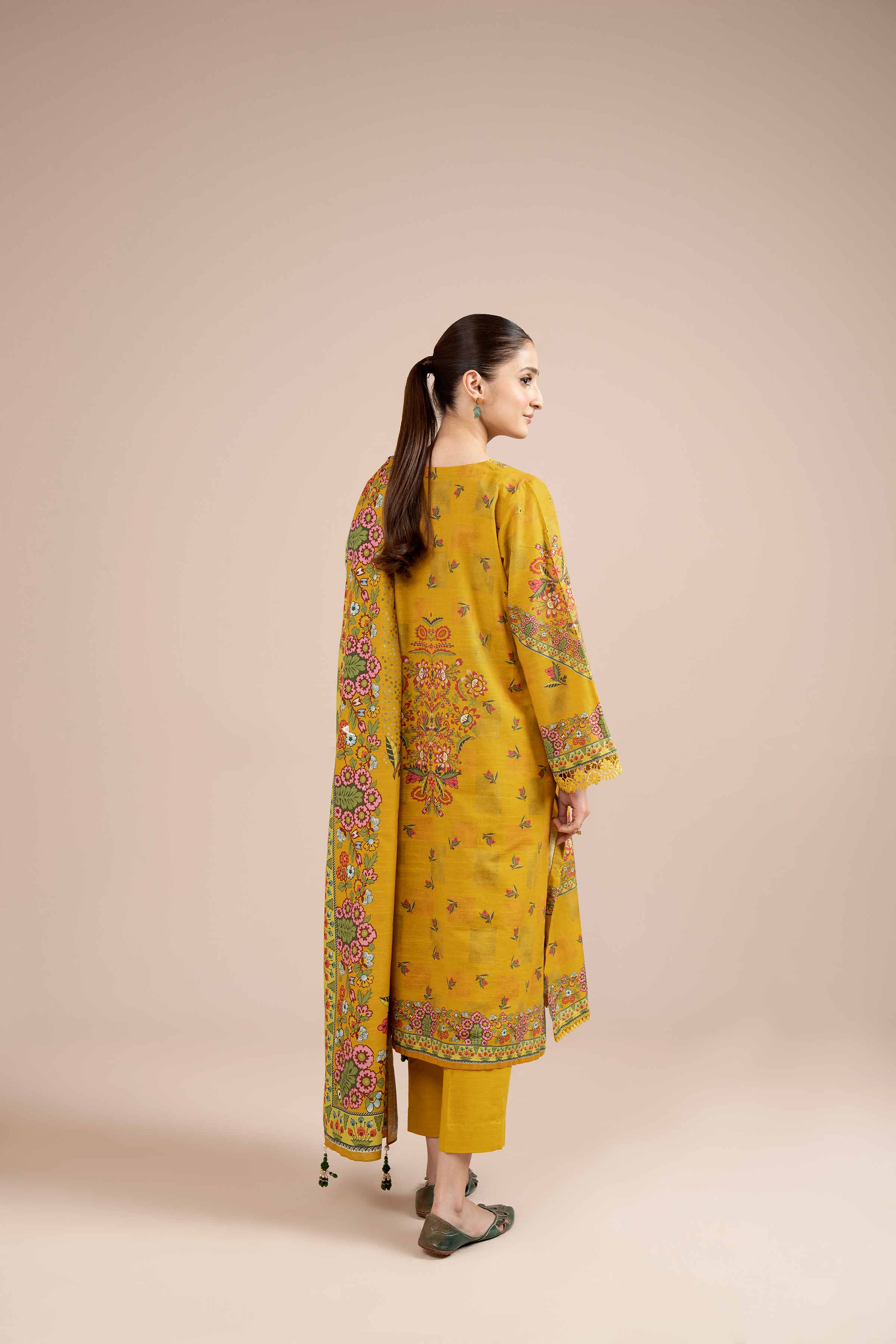 NishatUK - Brown Printed Cotton 3-piece unstitched Suit