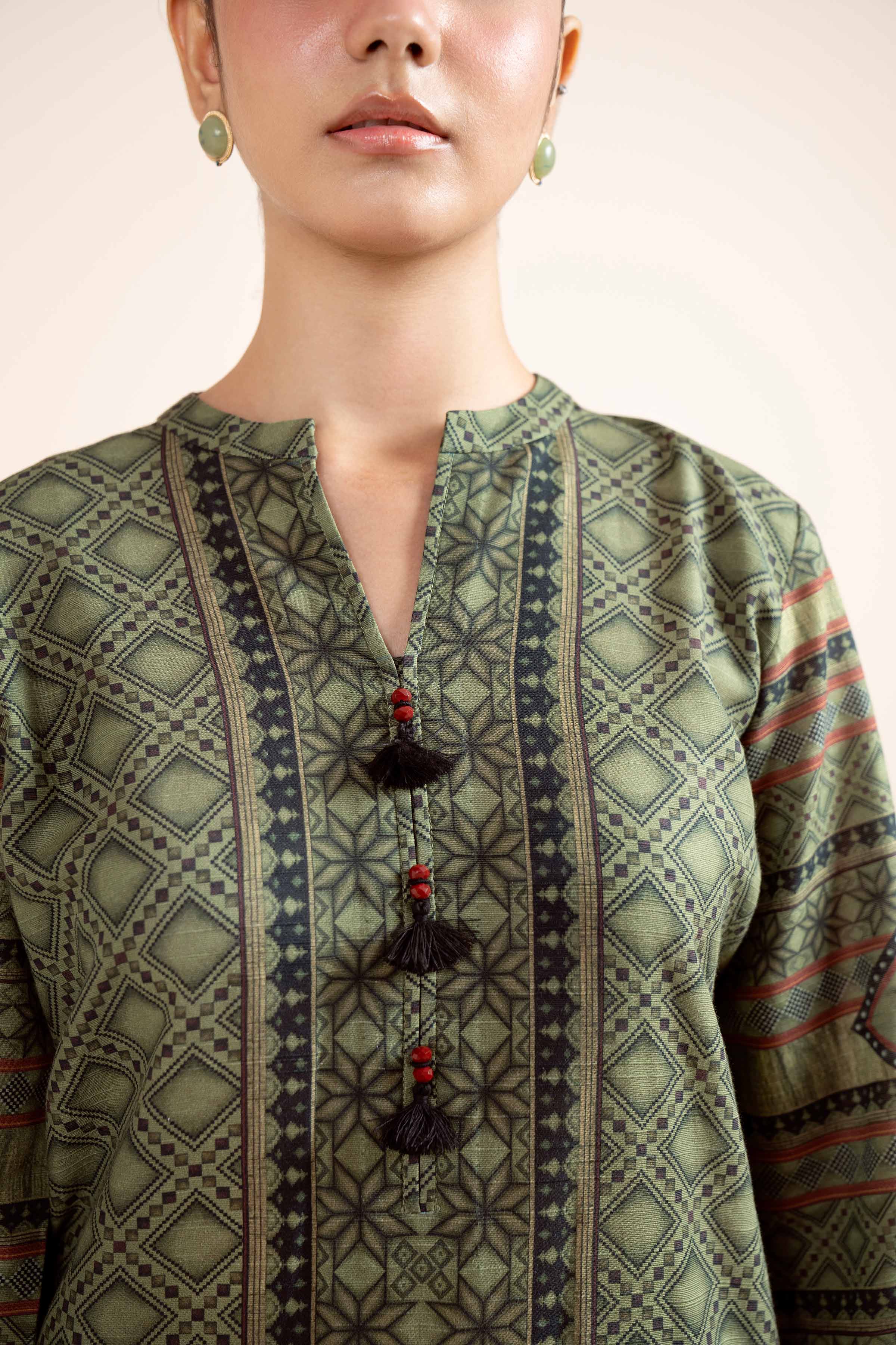 NishatUK - Brown Printed Cotton 3-piece unstitched Suit