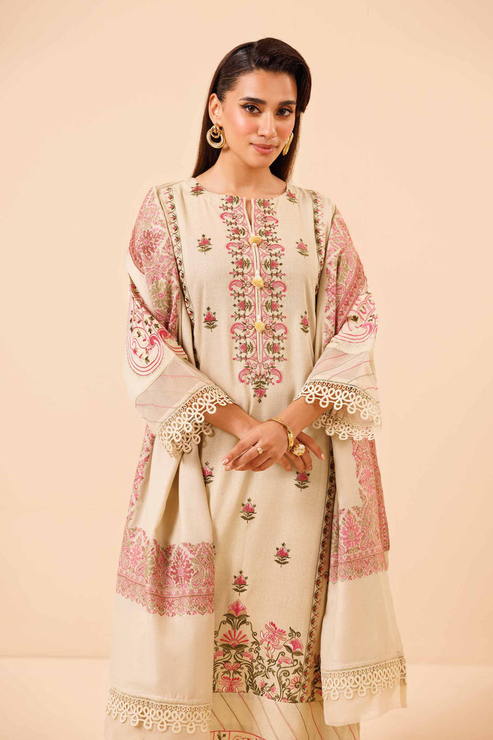 3 Piece  Embroidered Winter Collection Suit  