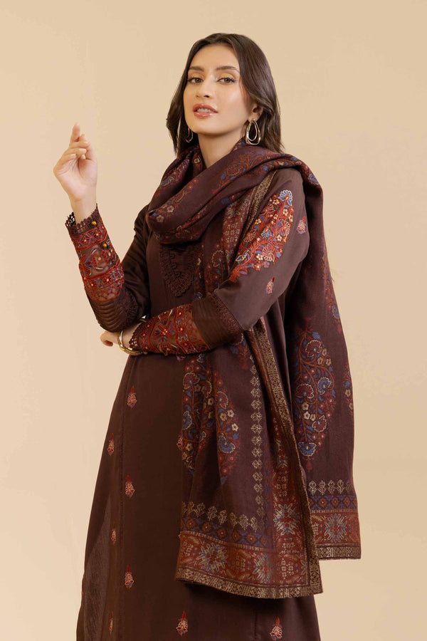 3 Piece  Embroidered Winter Collection Suit  