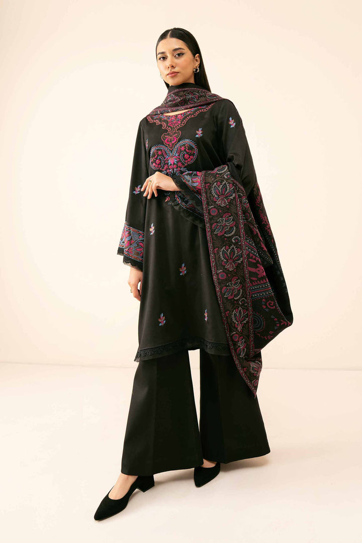 3 Piece  Embroidered Winter Collection Suit  