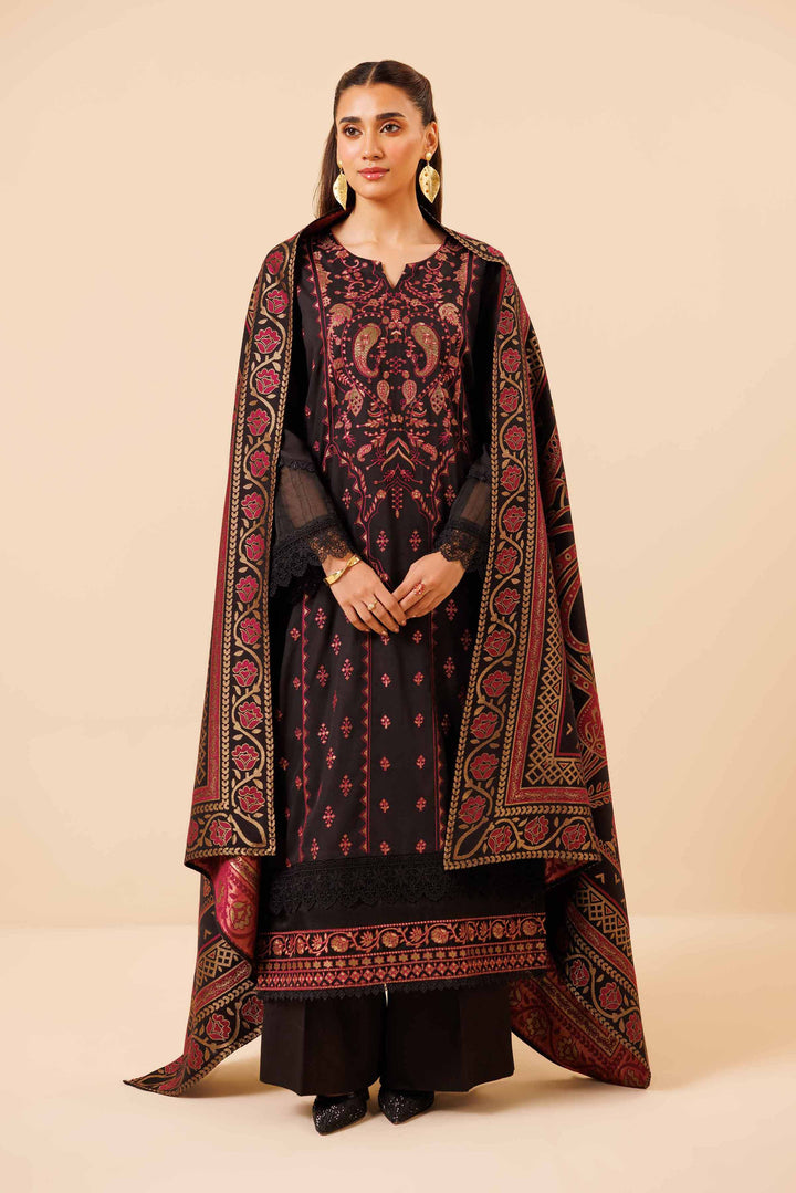 3 Piece  Embroidered Winter Collection Suit  