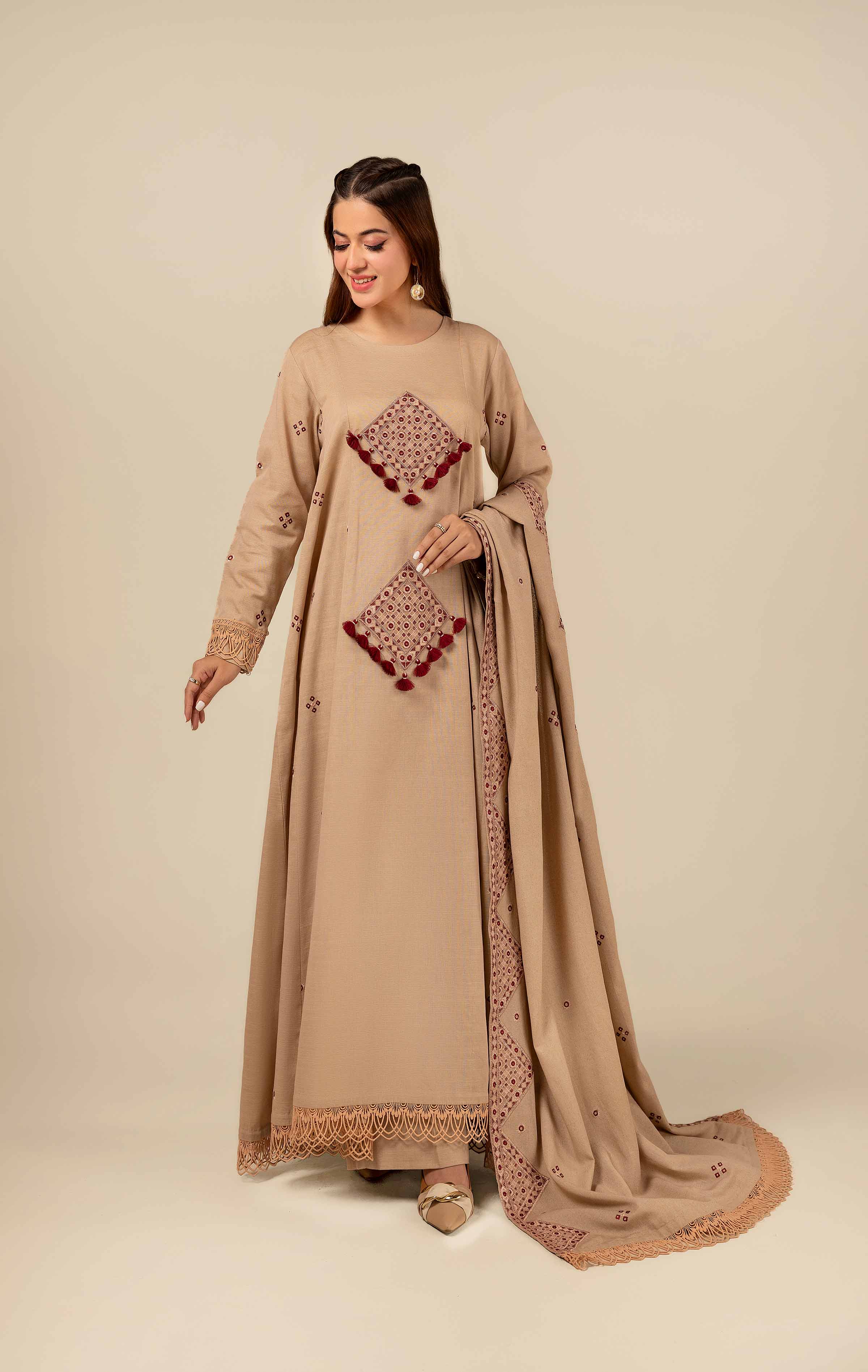 NishatUK - Pashmina Embroidered  Khaddar 3-piece unstitched Suit
