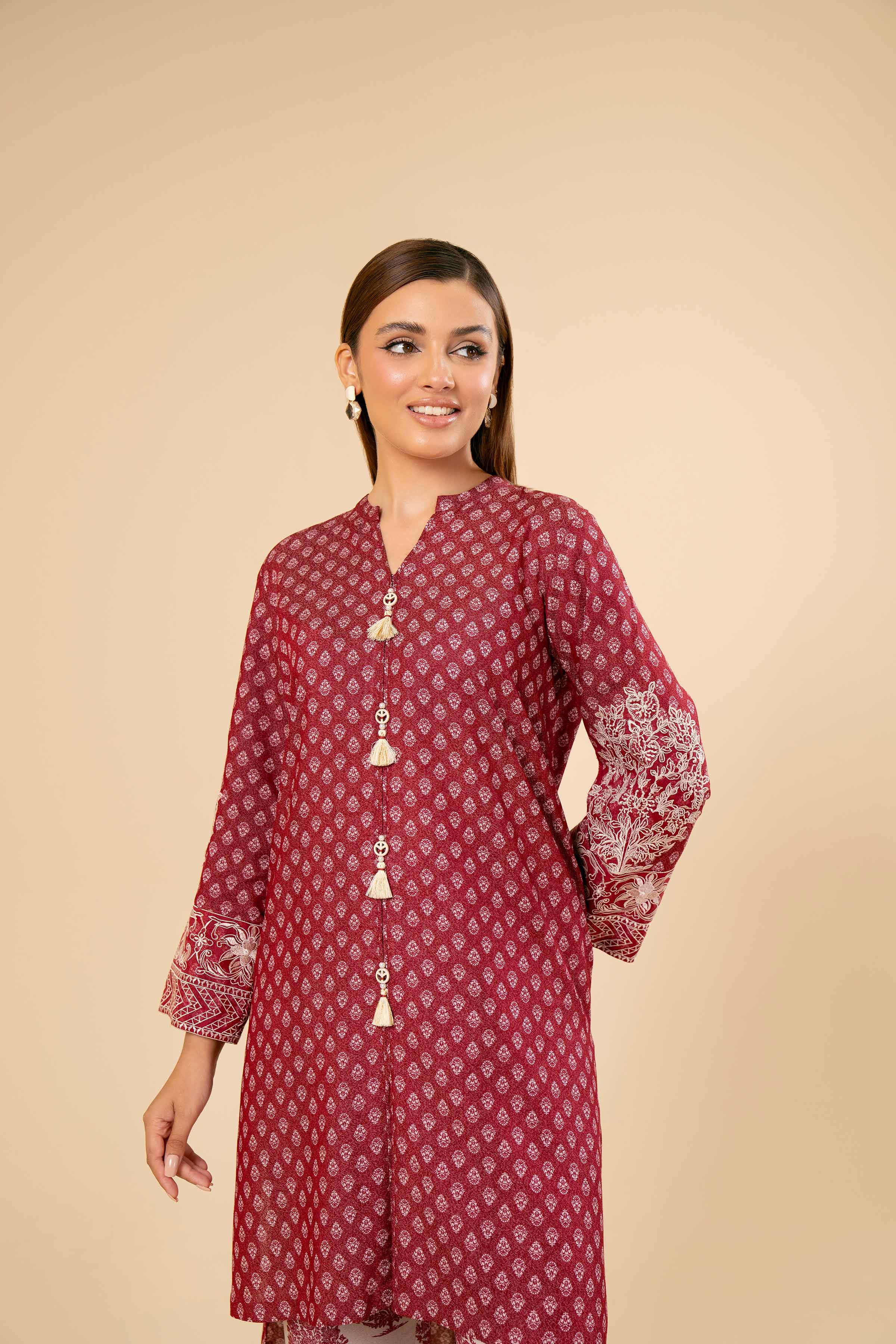 NishatUK - Brown Embroidered  Karandi 2-piece unstitched Dress