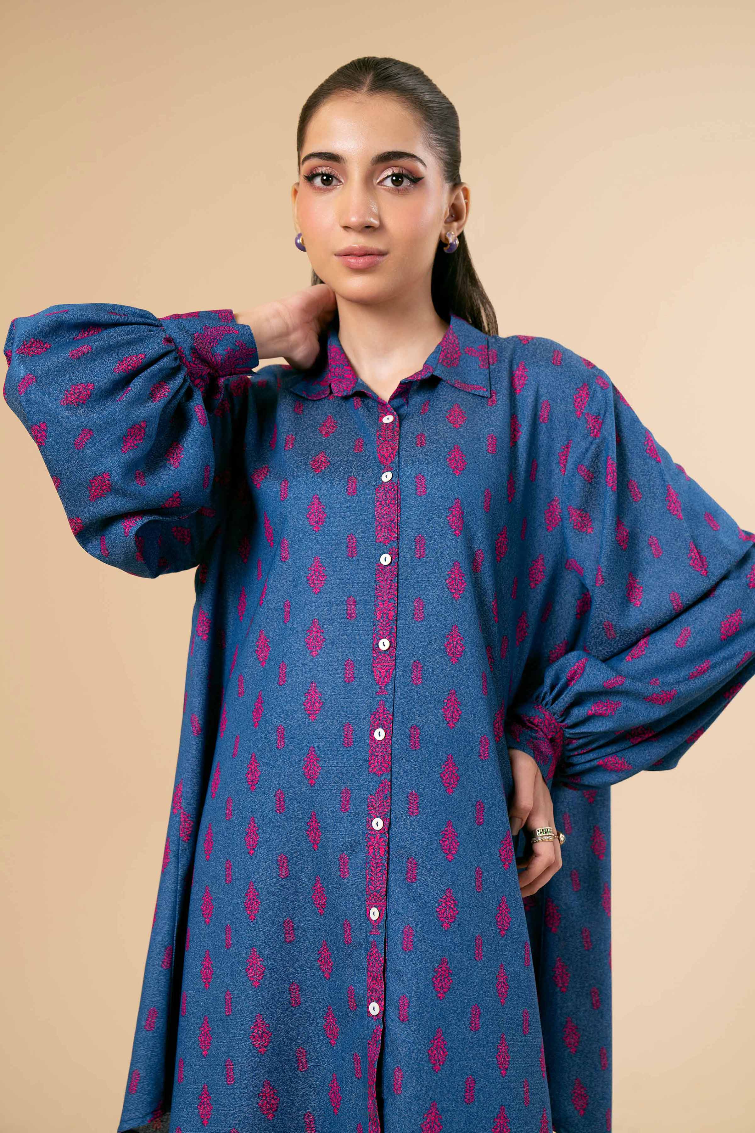 NishatUK - Brown Printed Karandi 2-piece unstitched Dress