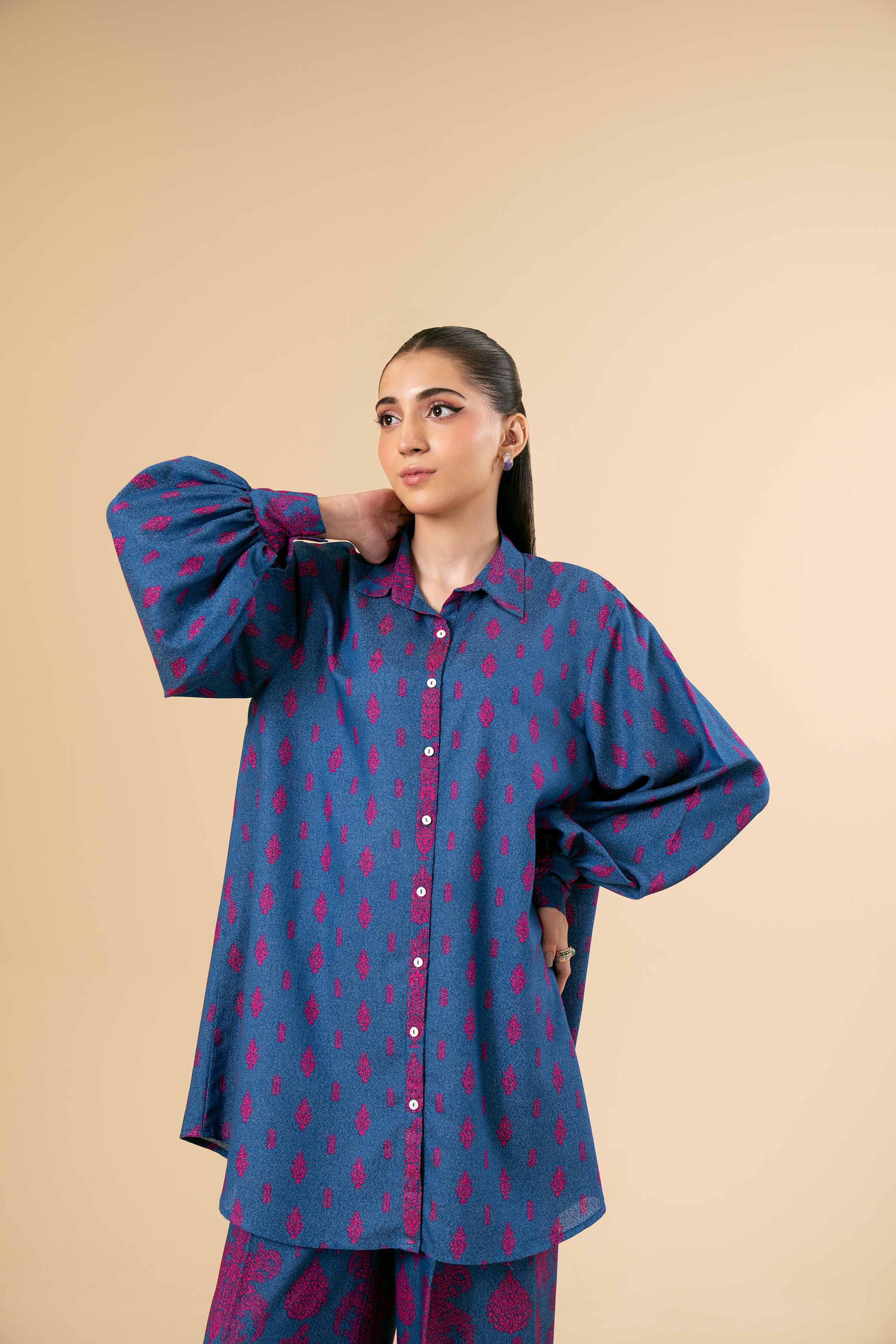 NishatUK - Brown Printed Karandi 2-piece unstitched Dress