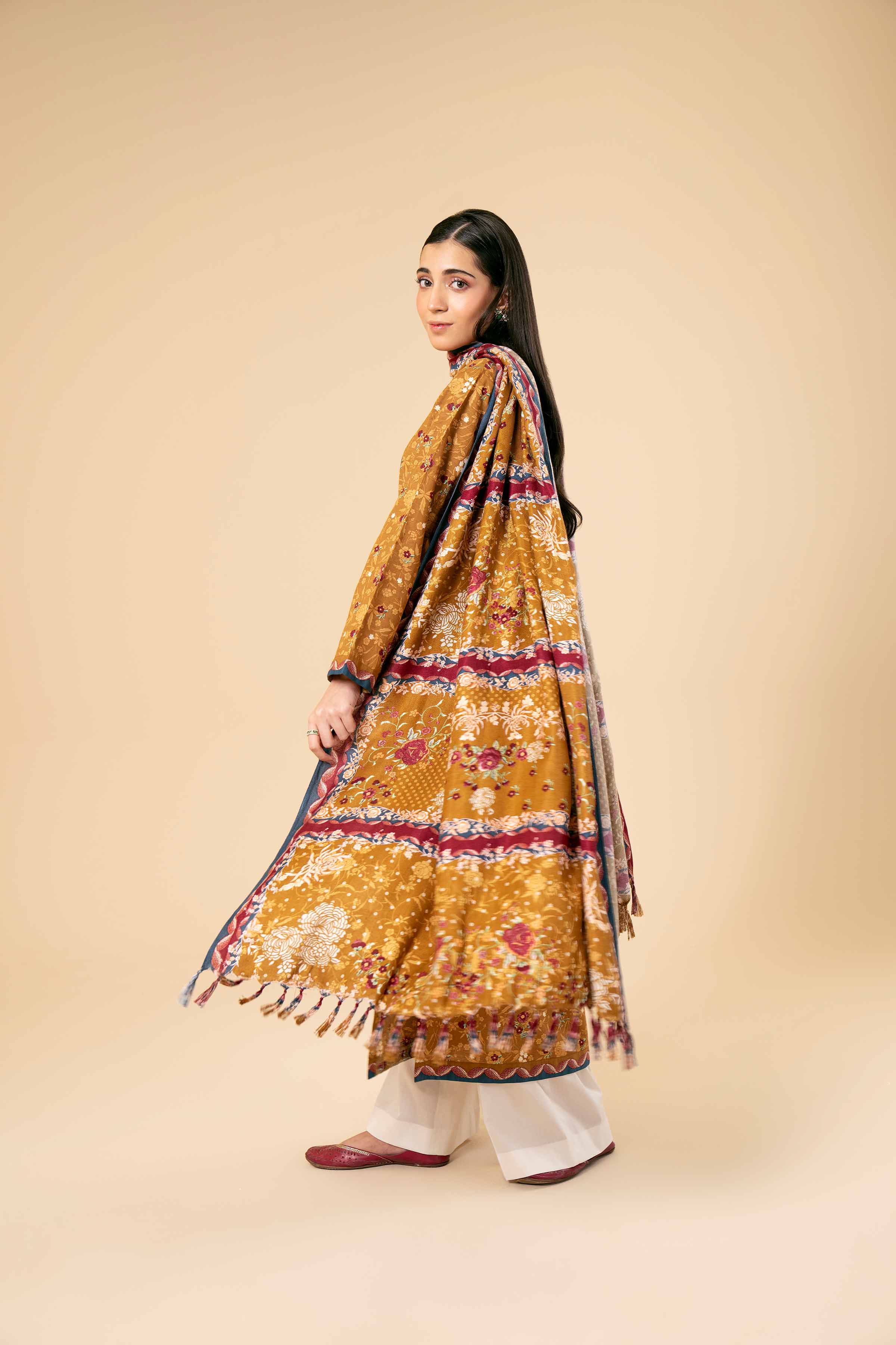NishatUK - Brown Printed  Cotton 2-piece unstitched Dress