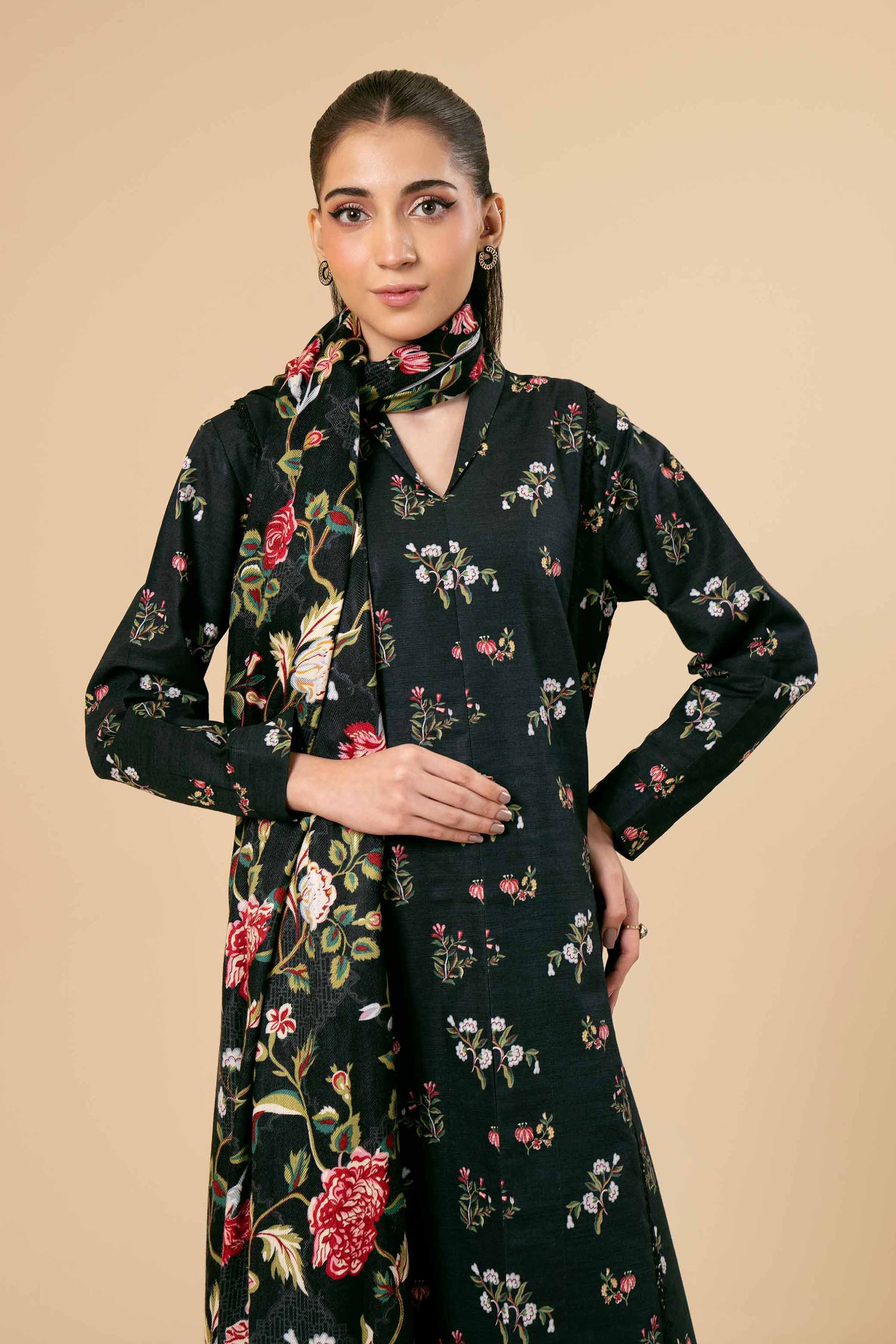 NishatUK - Brown Printed  Cotton 2-piece unstitched Dress