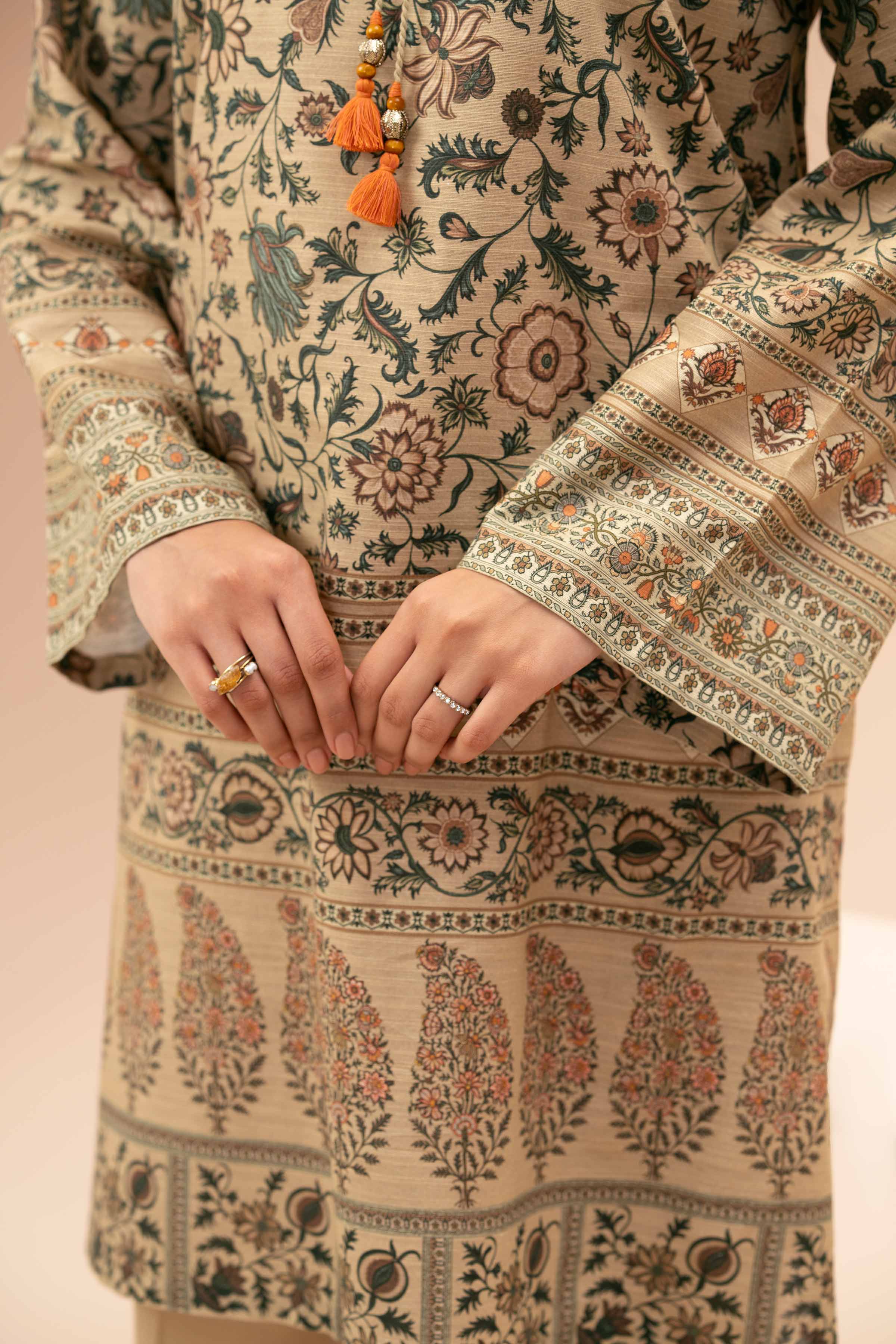 NishatUK - Brown Printed Cotton 3-piece unstitched Suit