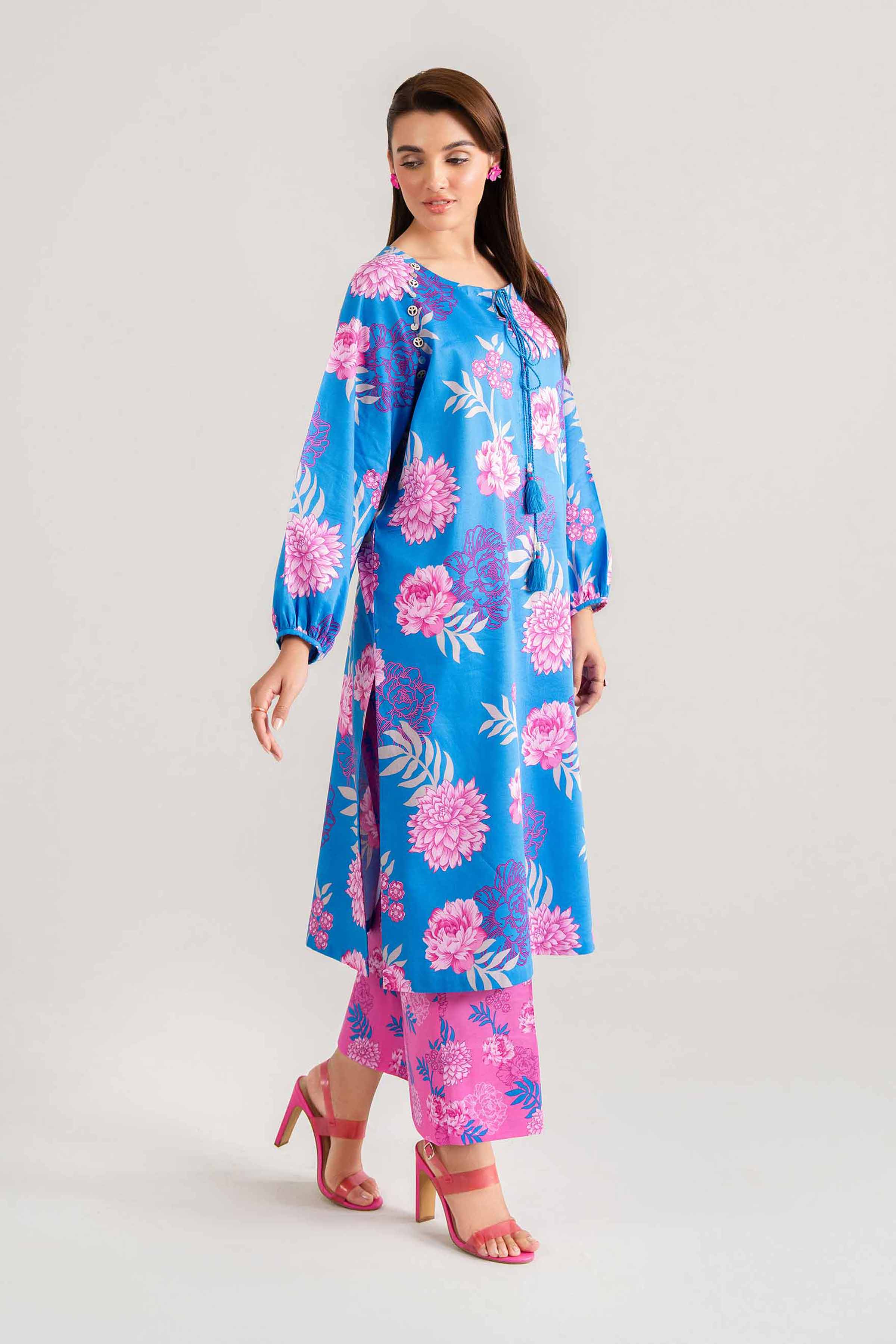 NishatUK - Blue Printed Cambric 2-piece unstitched Dress