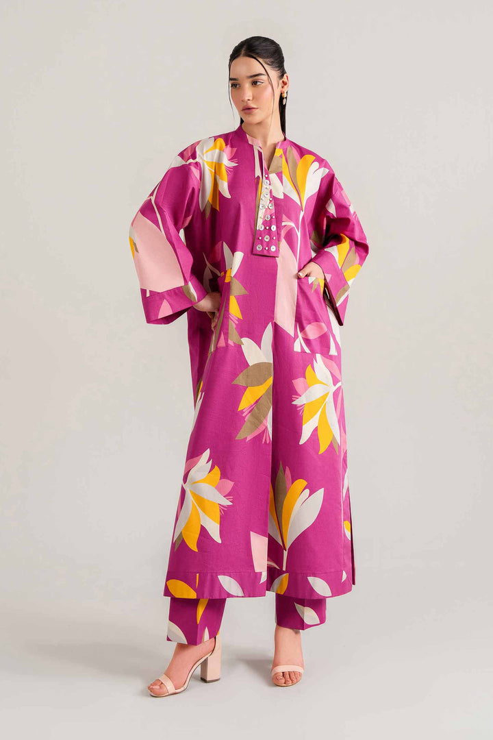 NishatUK - Magenta Printed Cambric 2-piece unstitched Dress