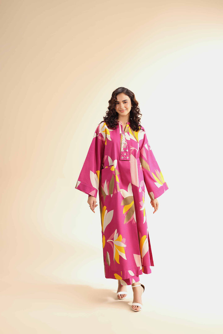 NishatUK - Magenta Printed Cambric 2-piece unstitched Dress