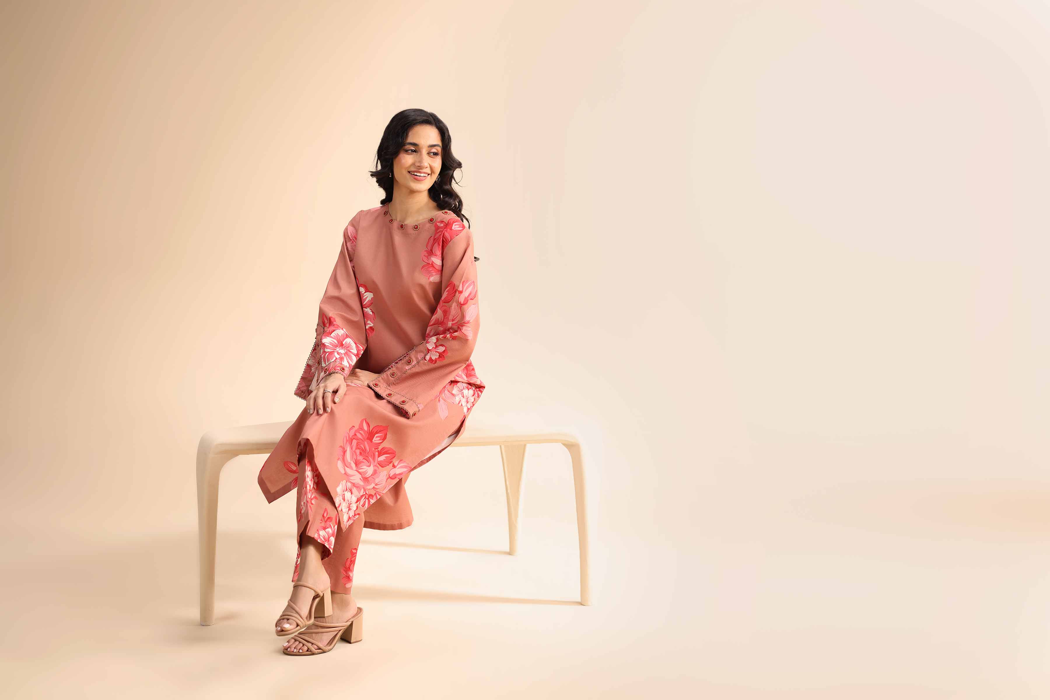 NishatUK - Reddish Brown Printed Cambric 2-piece unstitched Dress
