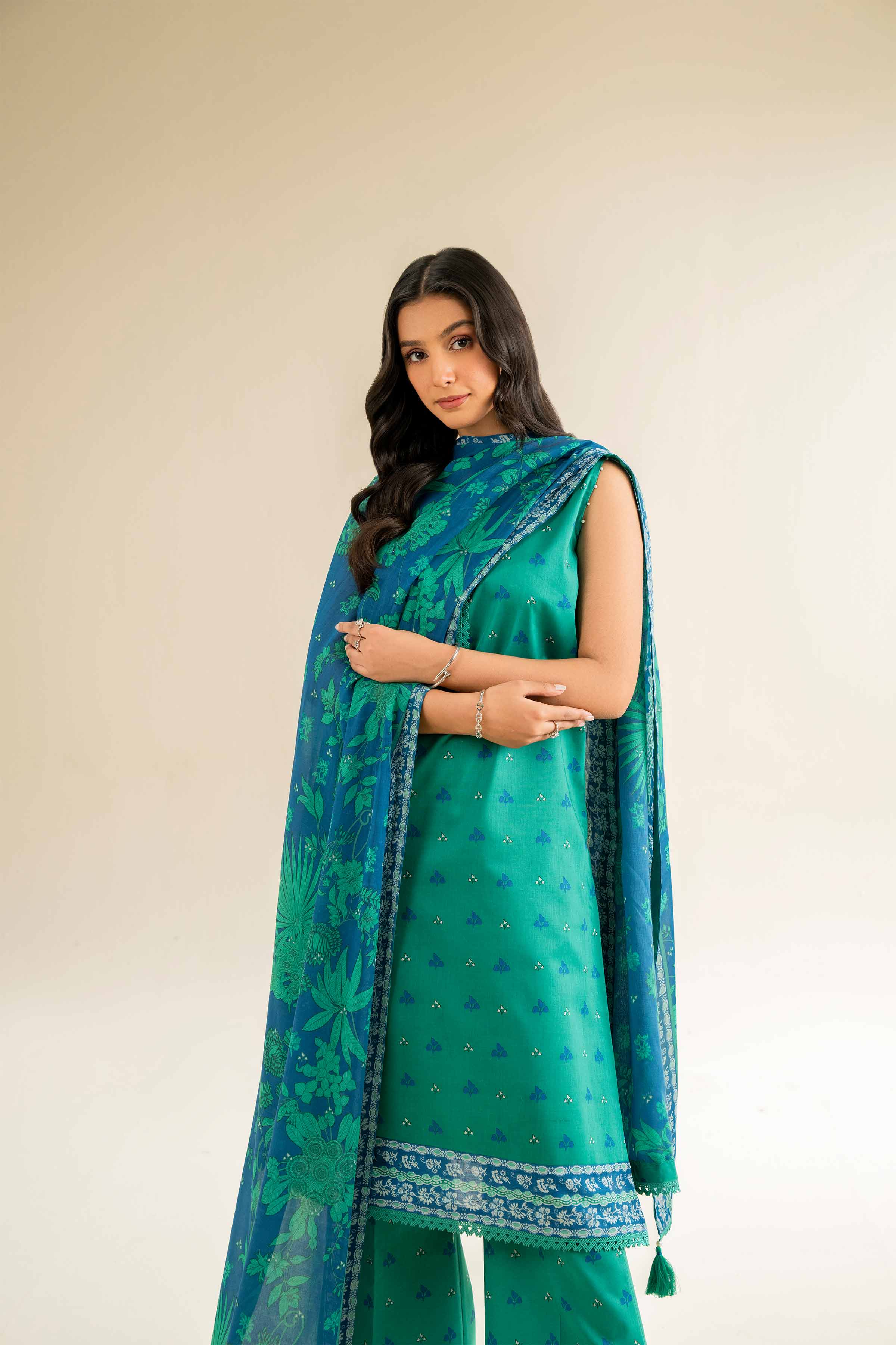 NishatUK - Green Printed Cambric 3-piece unstitched Suit