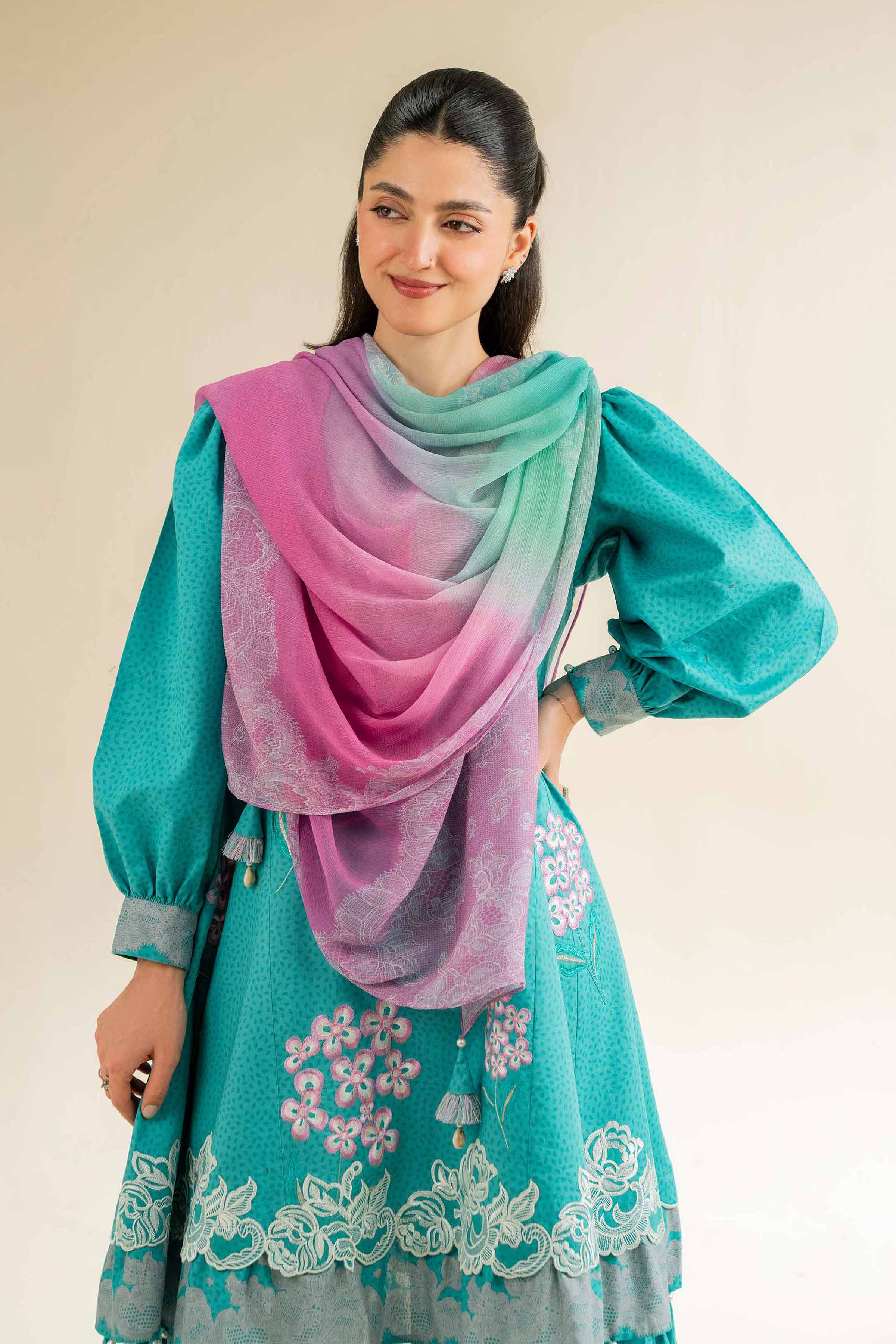 NishatUK - Sea Green Embroidered   Cambric 3-piece unstitched Suit