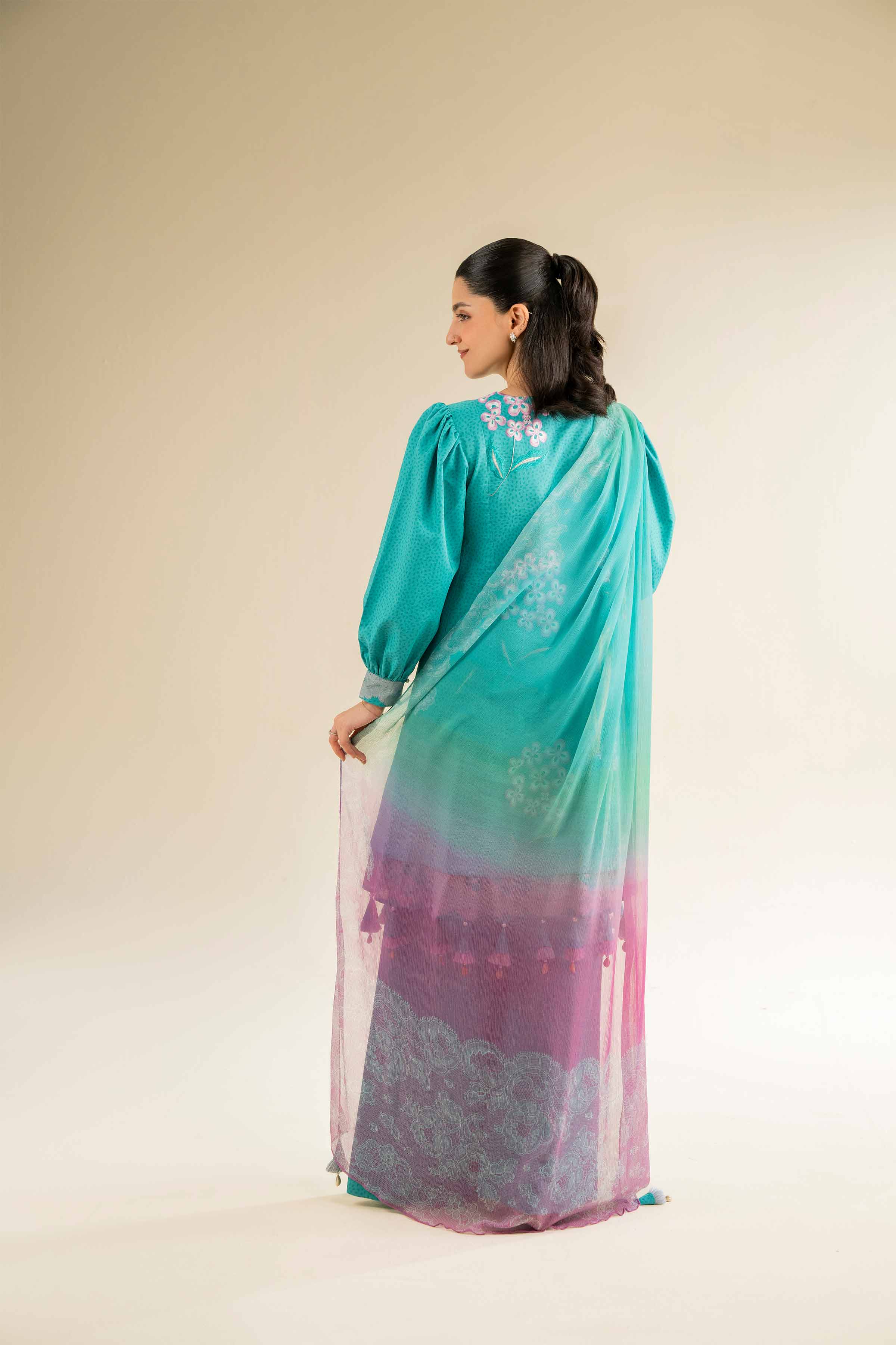 NishatUK - Sea Green Embroidered   Cambric 3-piece unstitched Suit