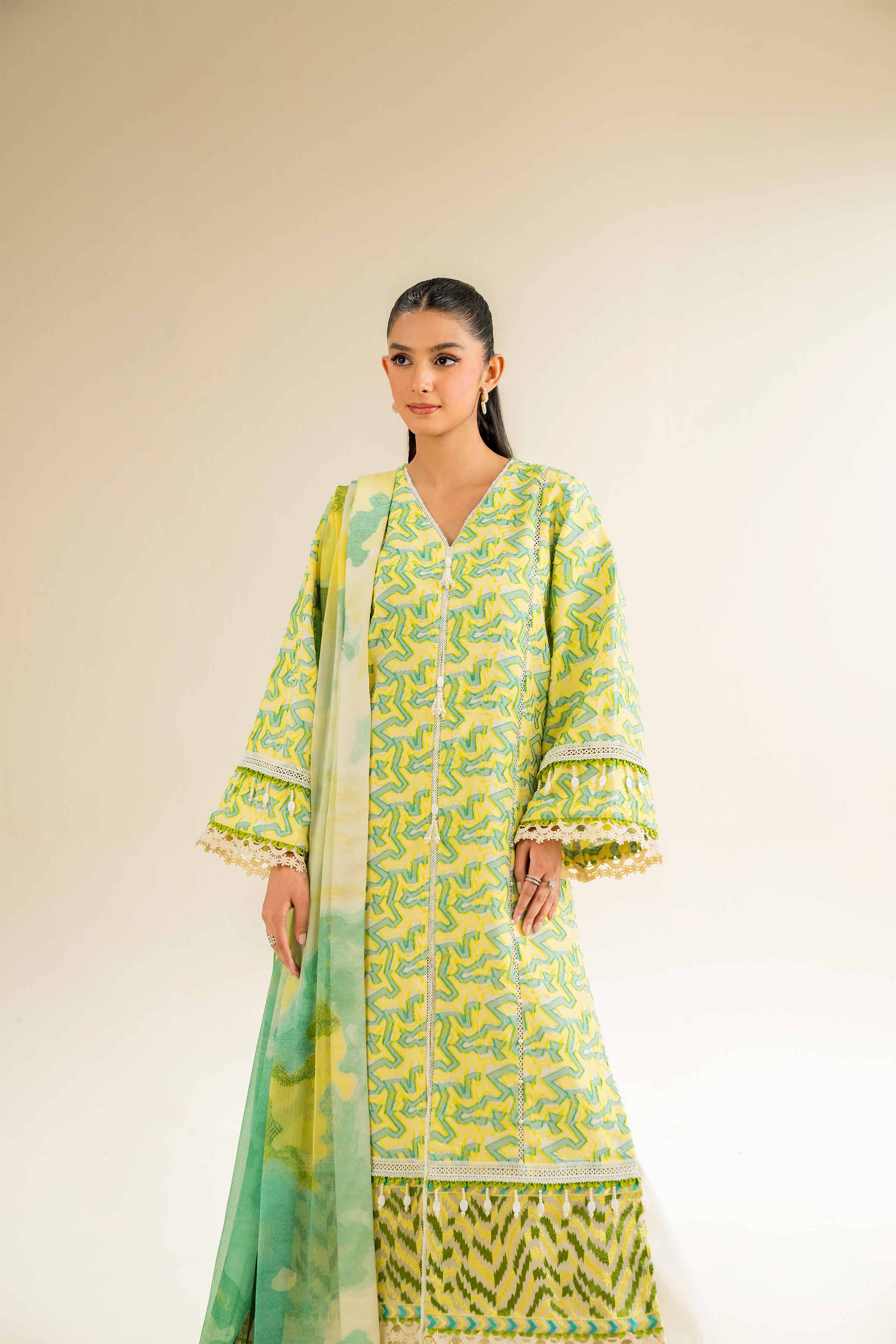 NishatUK - Green Embroidered  Jacquard 3-piece unstitched Suit