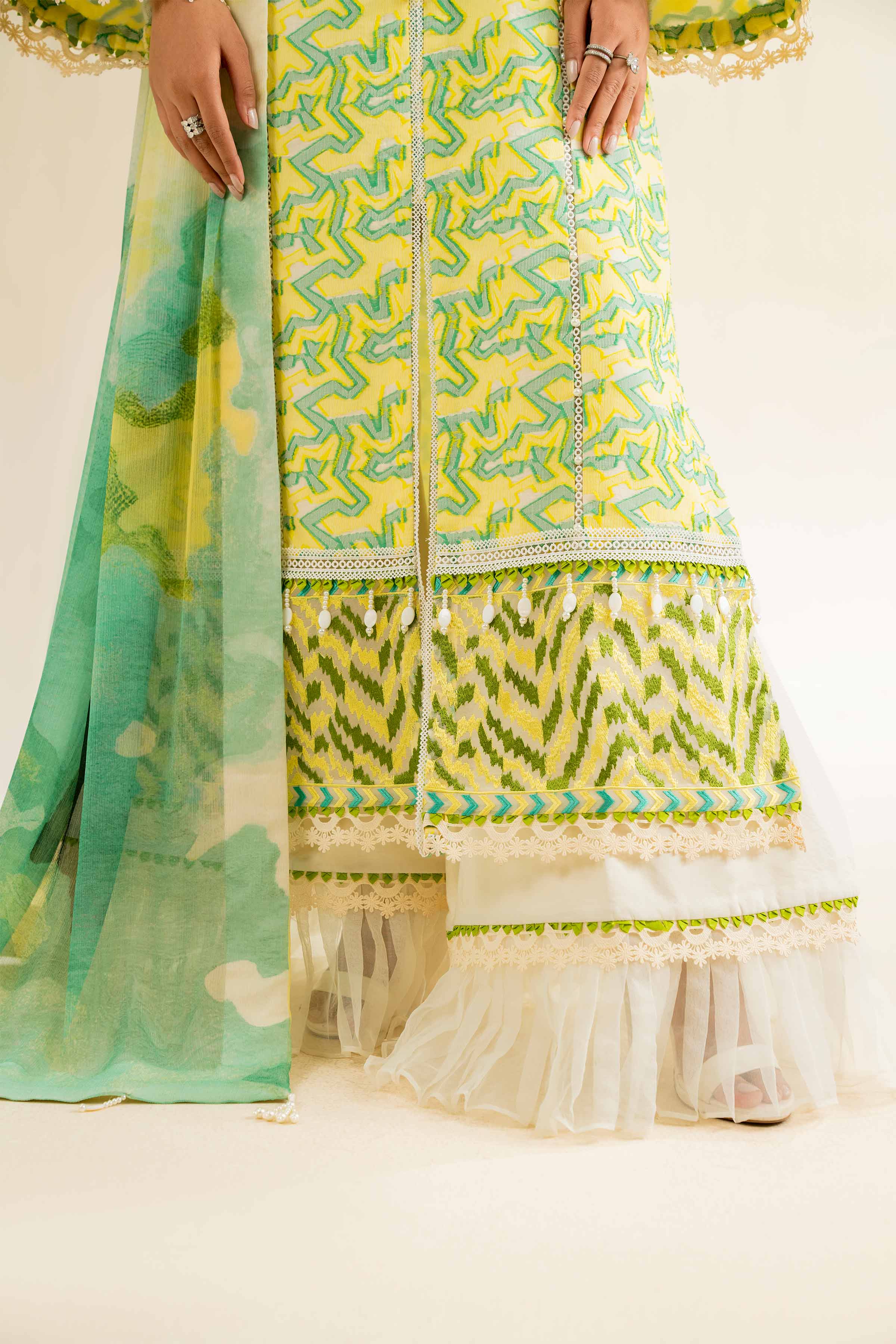 NishatUK - Green Embroidered  Jacquard 3-piece unstitched Suit
