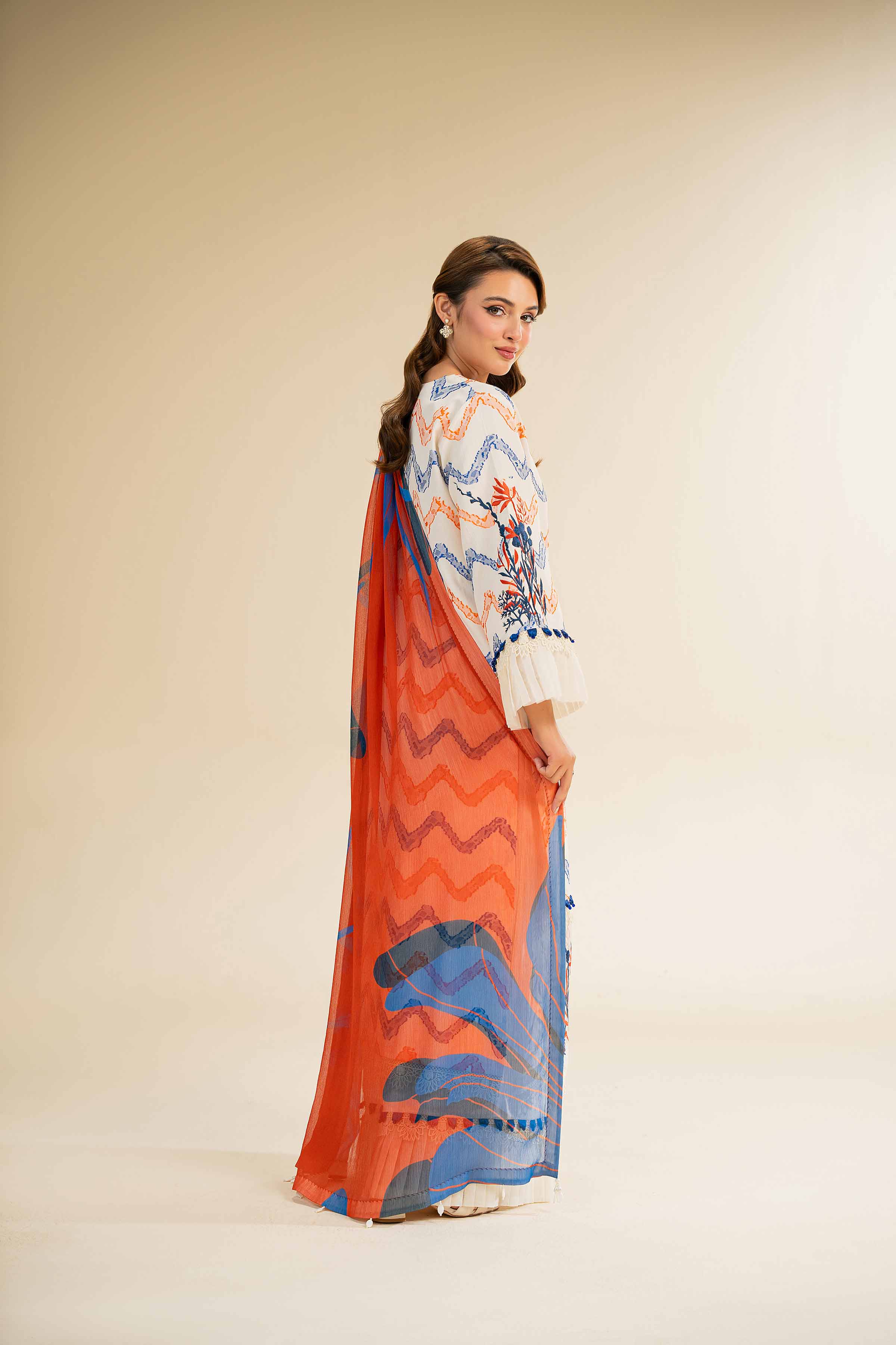 NishatUK - Red Embroidered  Jacquard 3-piece unstitched Suit