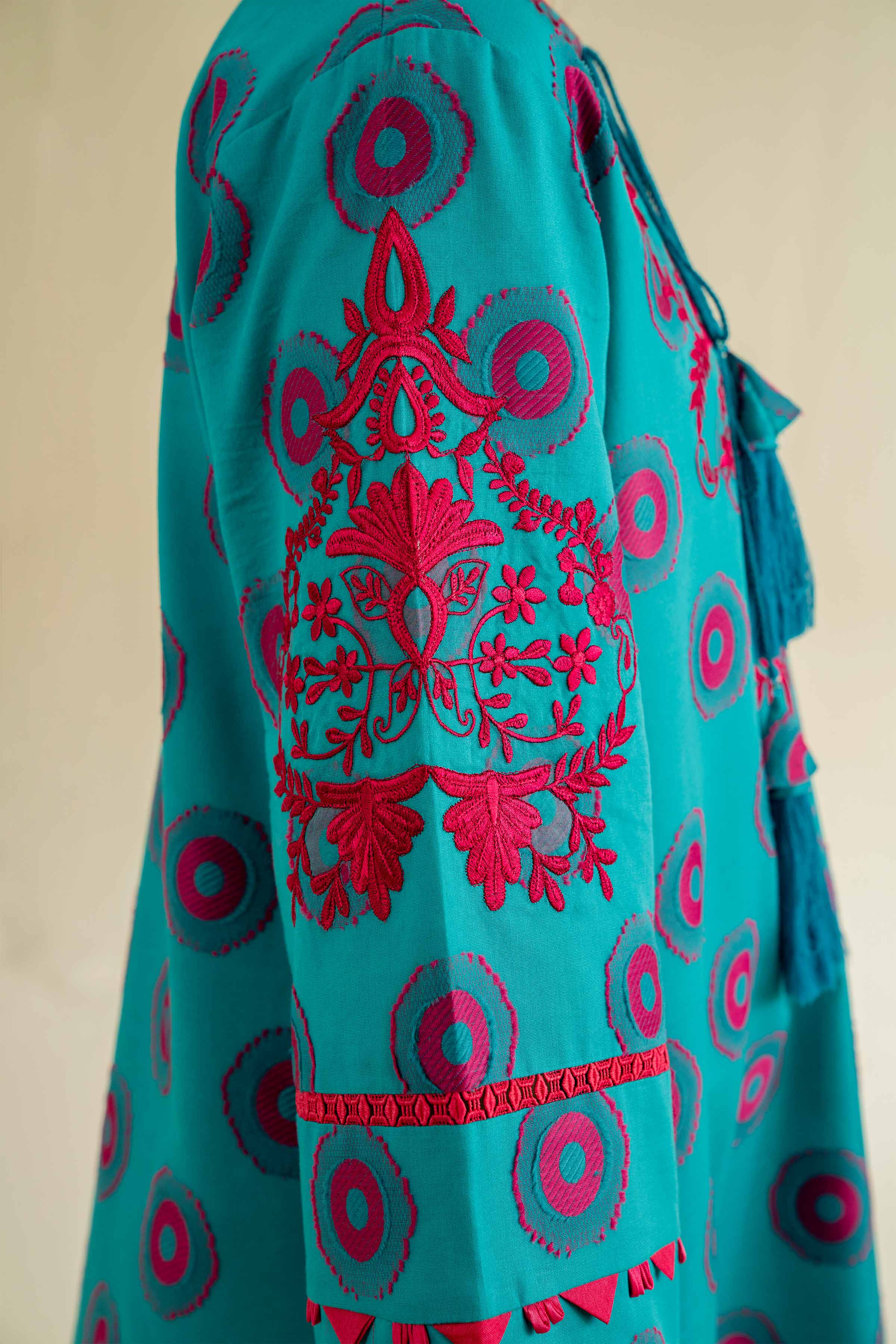 NishatUK - Pink & Teal Embroidered  Jacquard 3-piece unstitched Suit