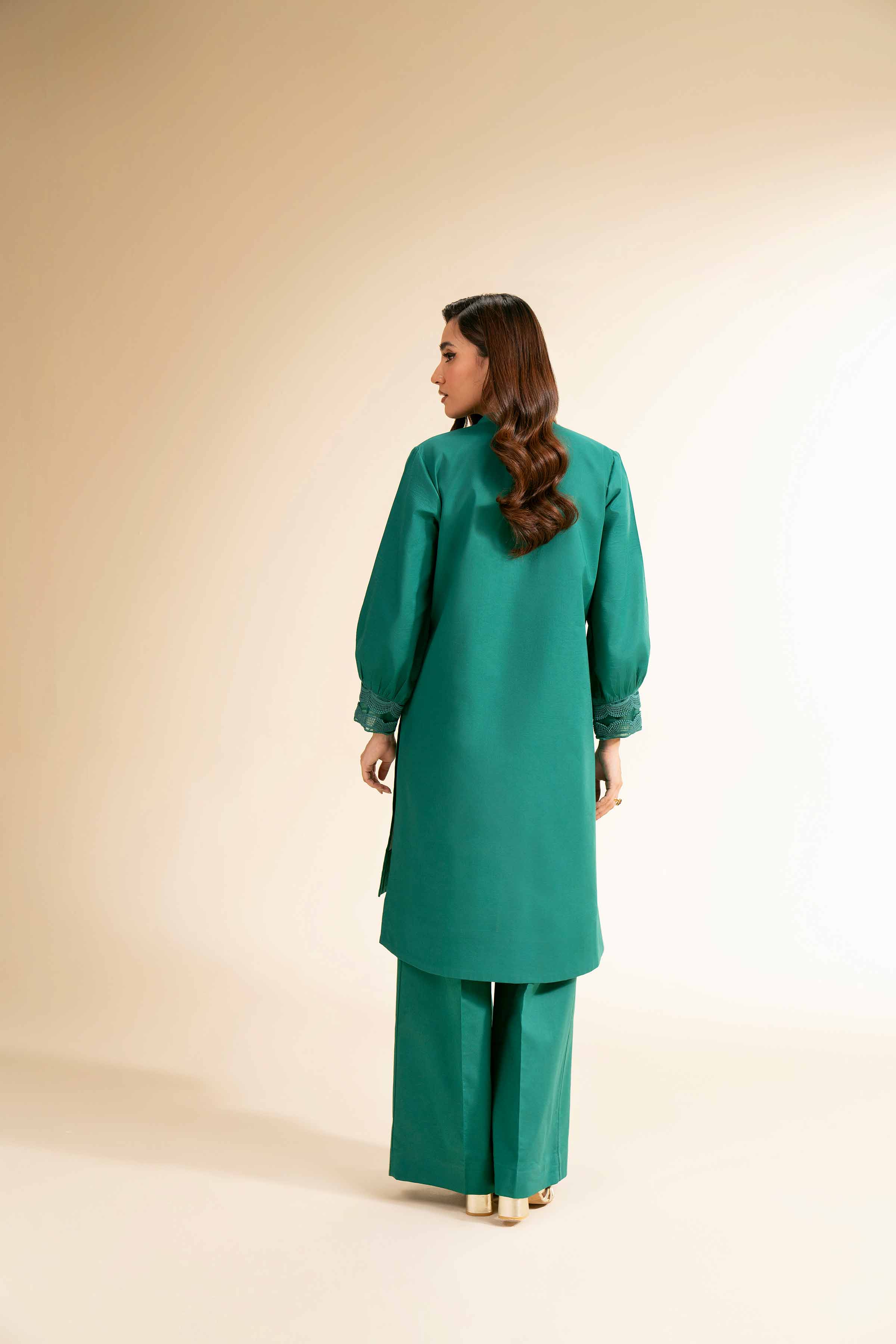 NishatUK - Green Embroidered  Cambric 2-piece unstitched Dress