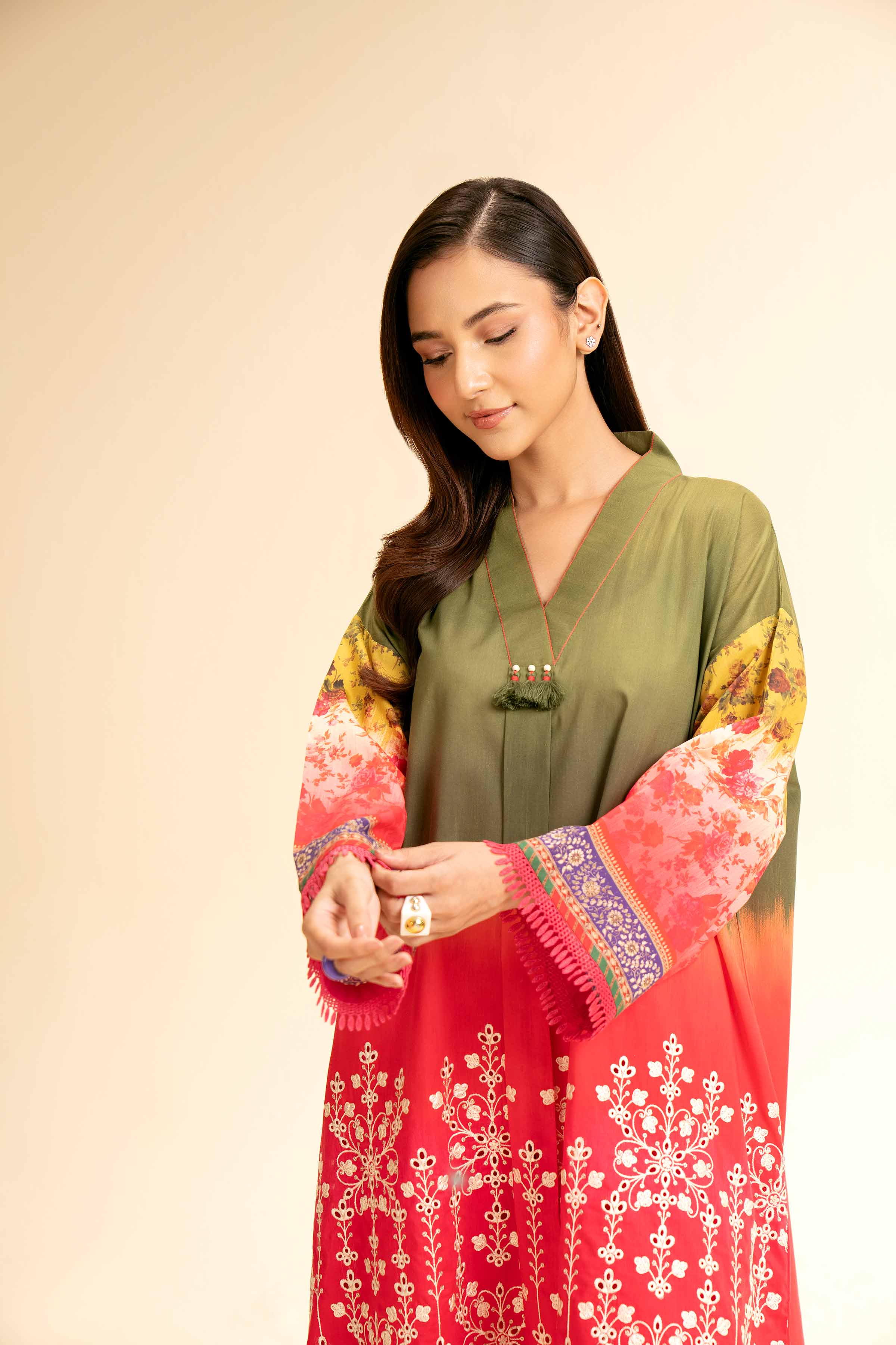 NishatUK - Green Embroidered  Lawn 2-piece unstitched Dress