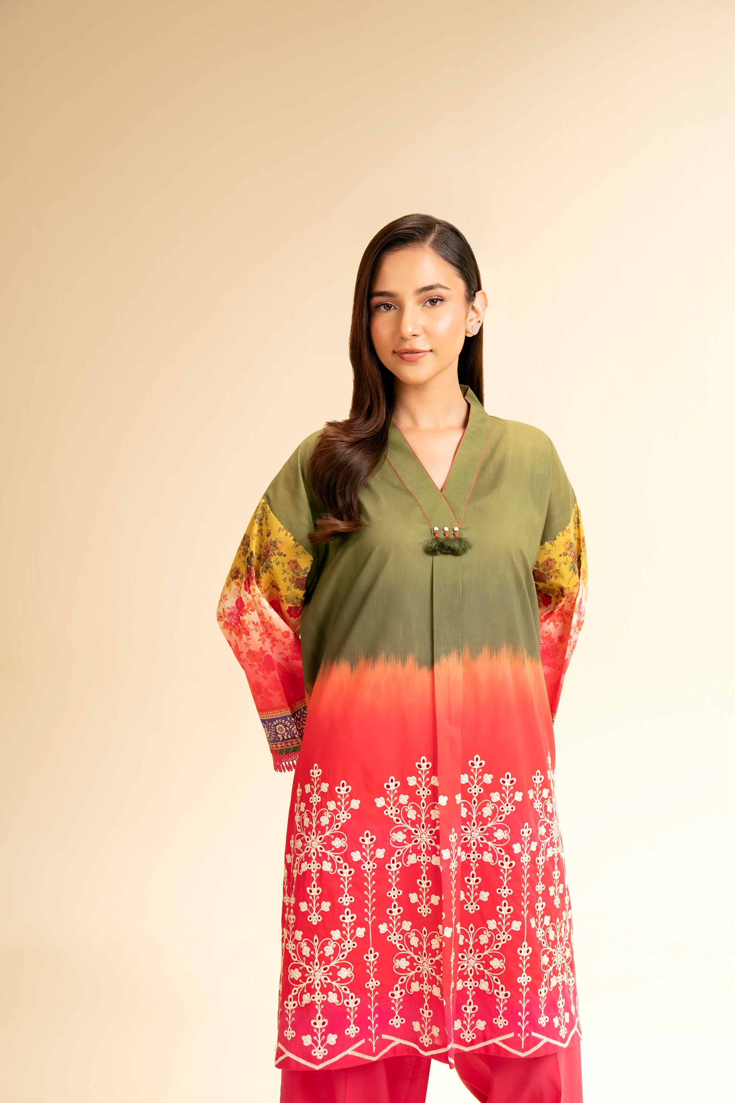 NishatUK - Green Embroidered  Lawn 2-piece unstitched Dress