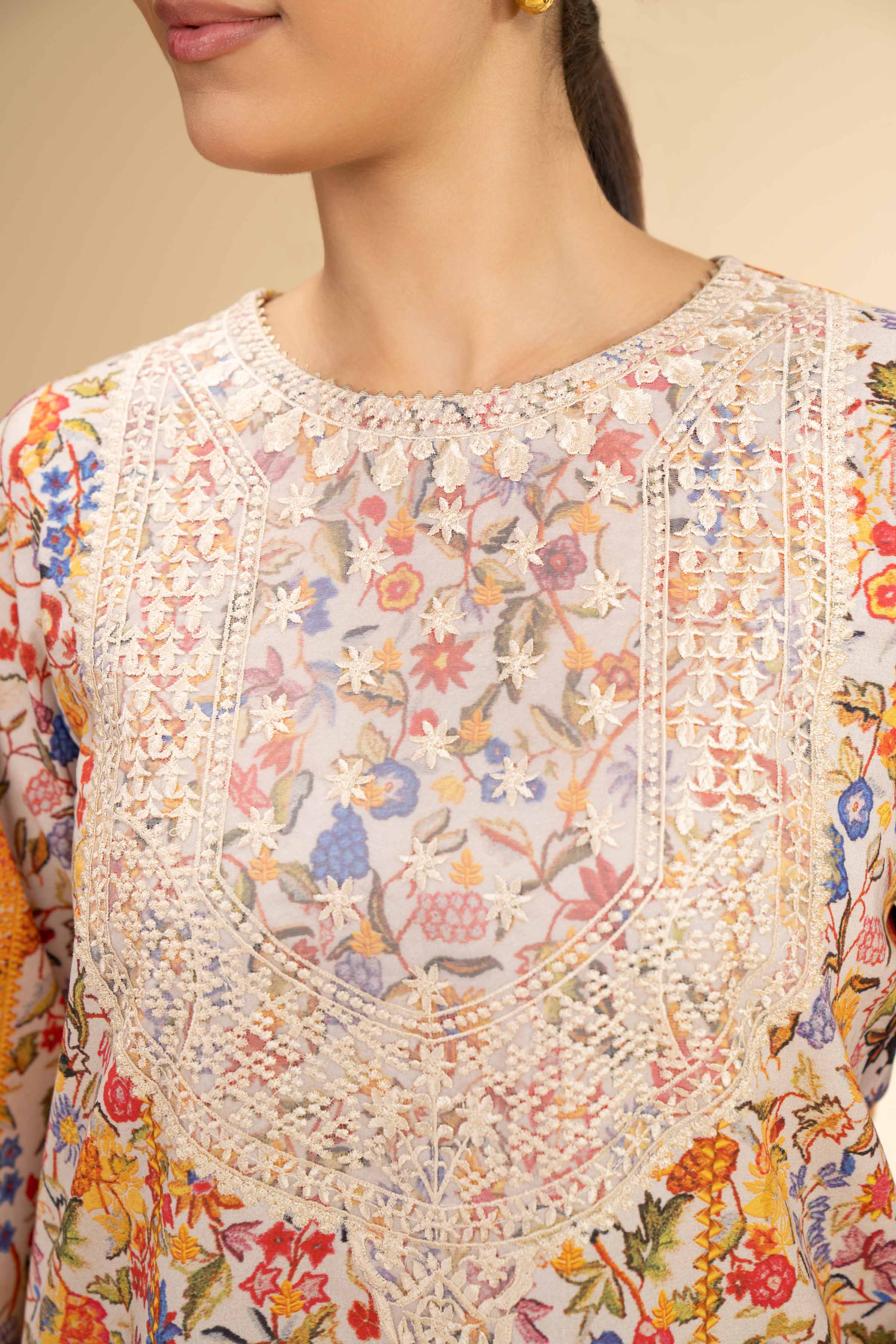 NishatUK - Grey Embroidered  Lawn 3-piece unstitched Suit
