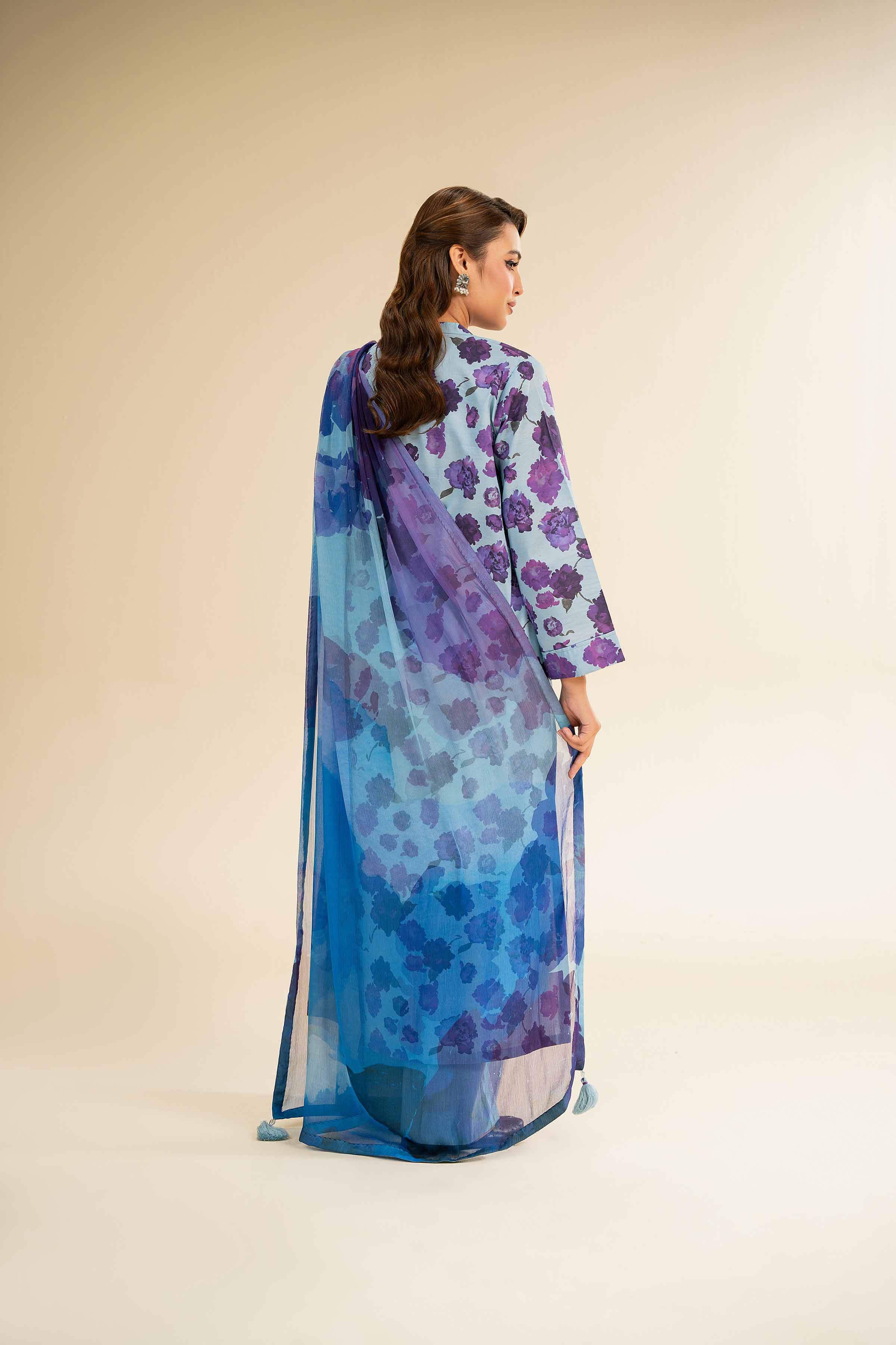 NishatUK - Blue Embroidered  Lawn 3-piece unstitched Suit