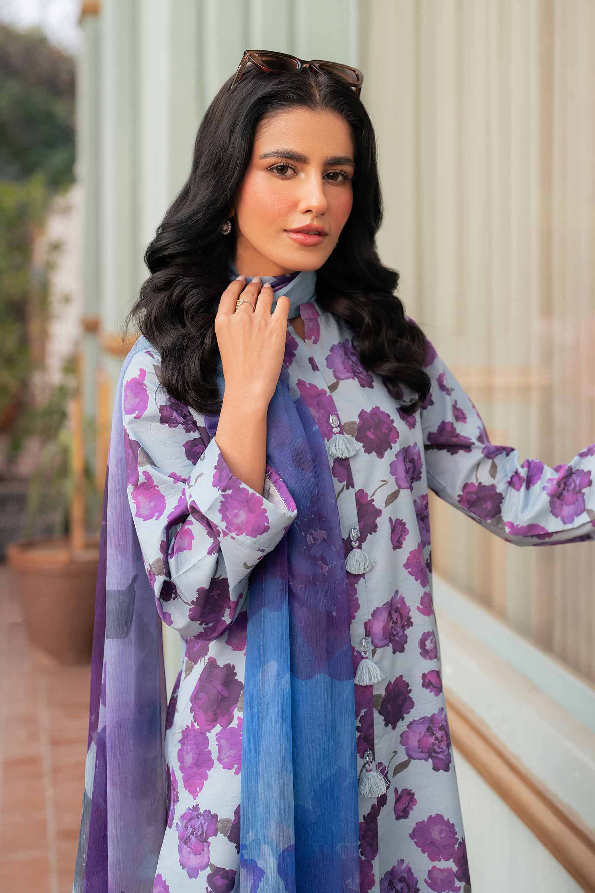 NishatUK - Blue Embroidered  Lawn 3-piece unstitched Suit