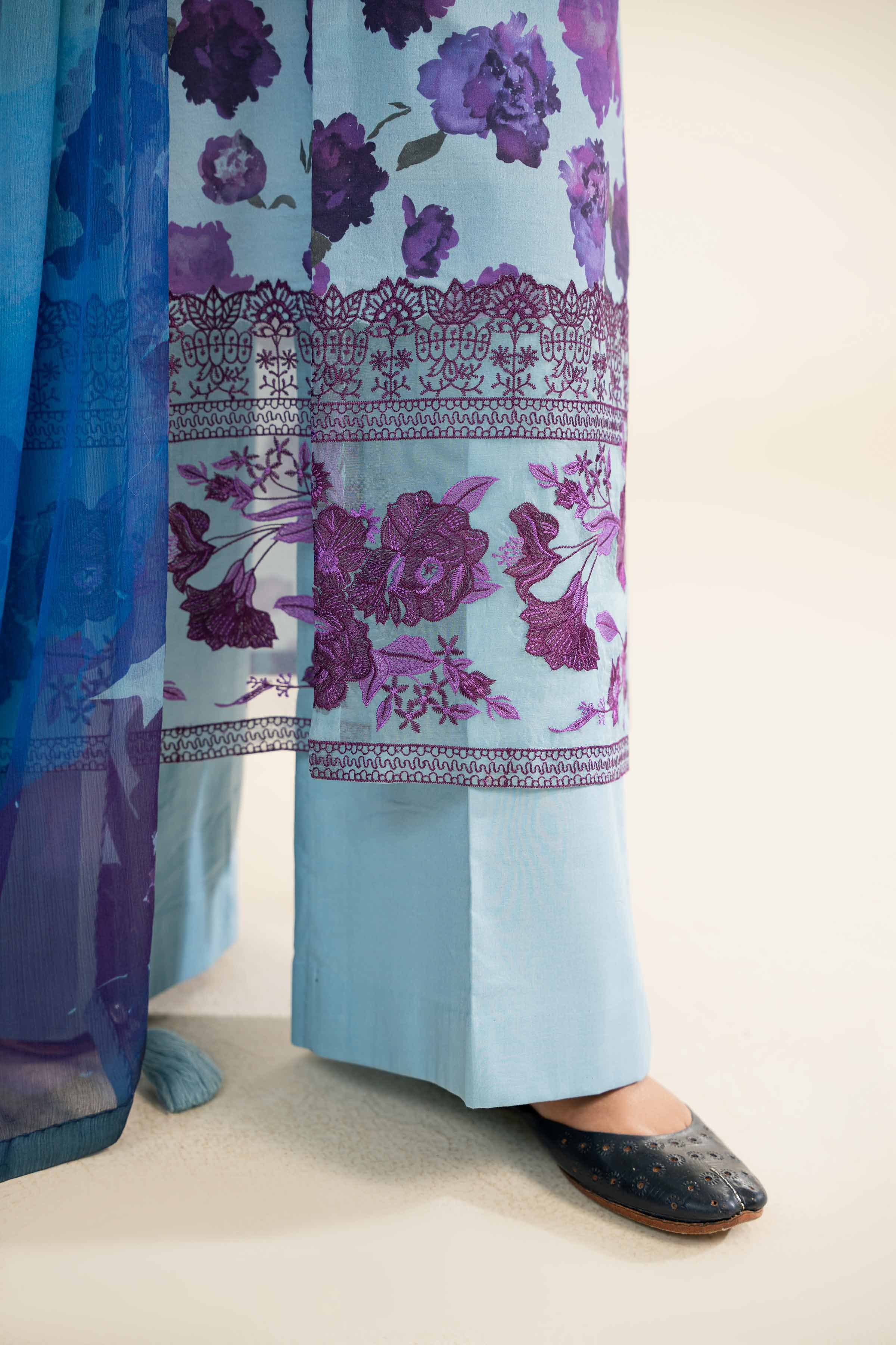 NishatUK - Blue Embroidered  Lawn 3-piece unstitched Suit