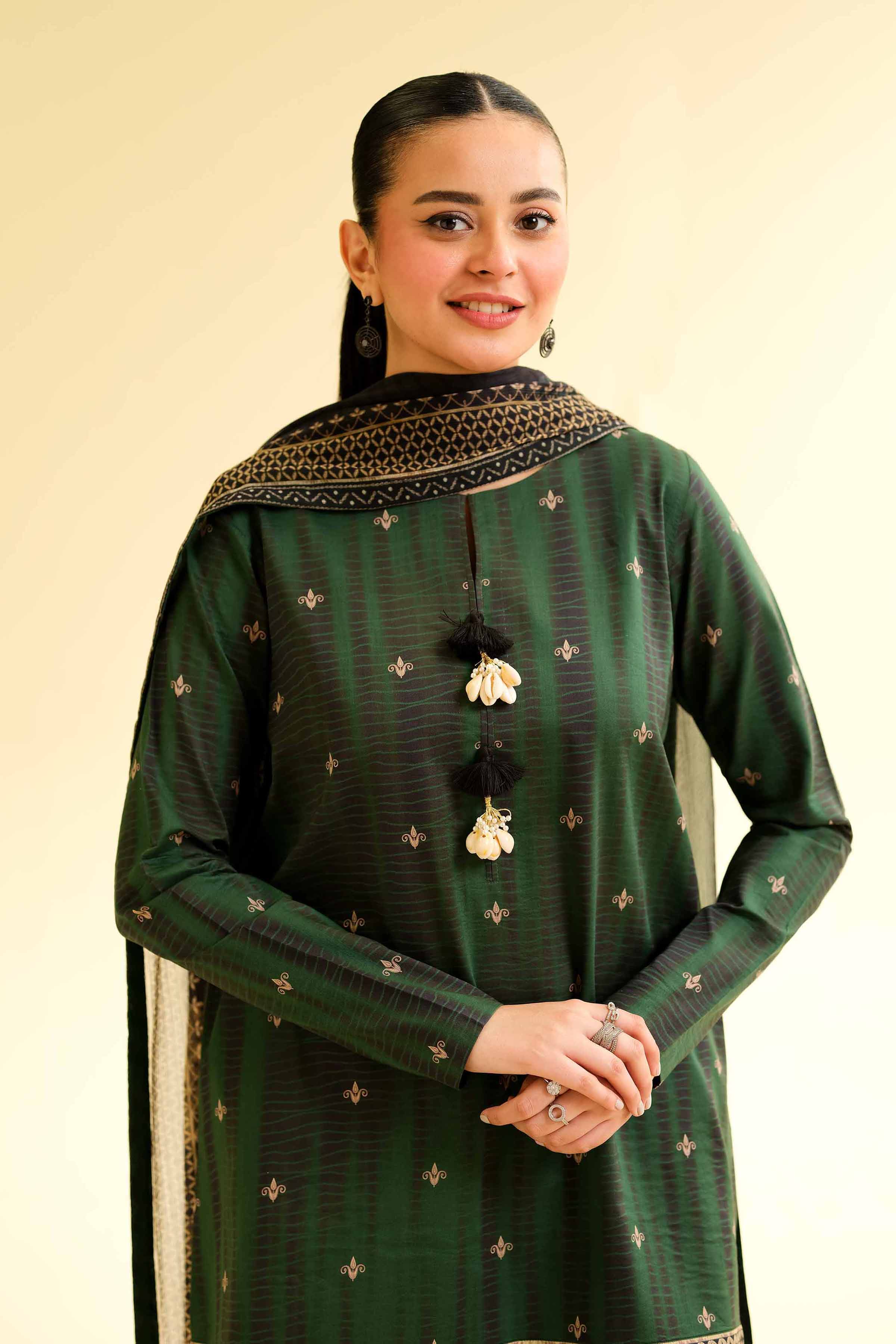 NishatUK - Green Printed Lawn 3-piece unstitched Suit