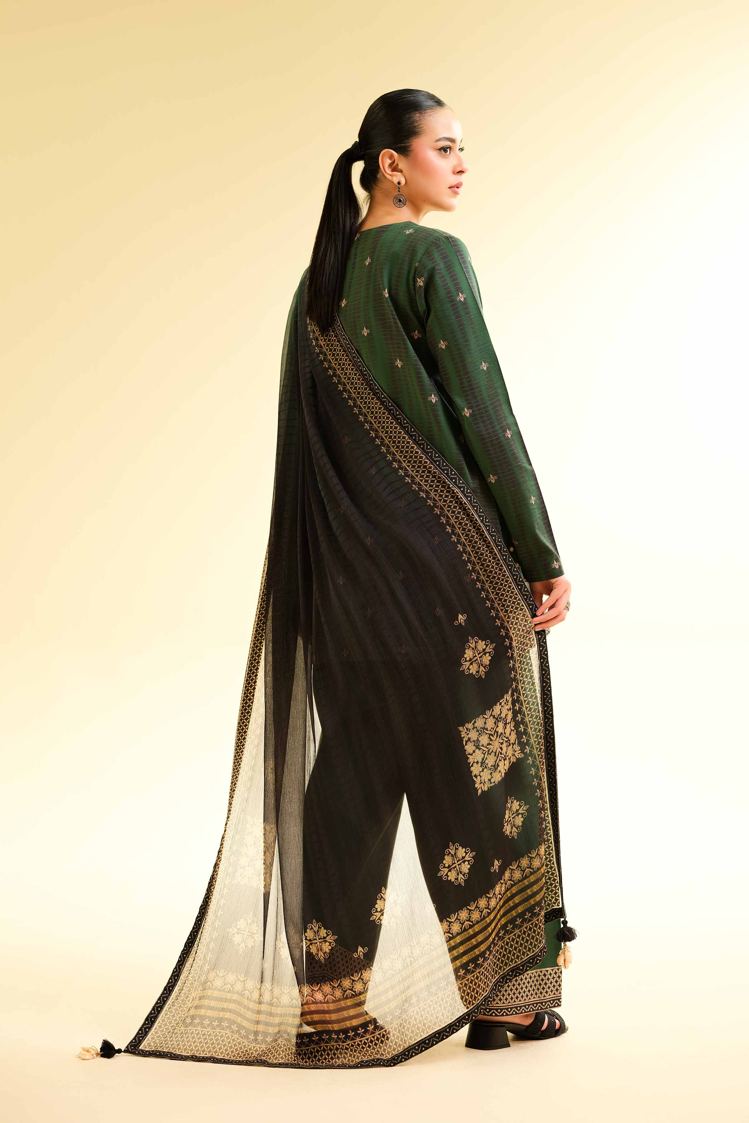 NishatUK - Green Printed Lawn 3-piece unstitched Suit