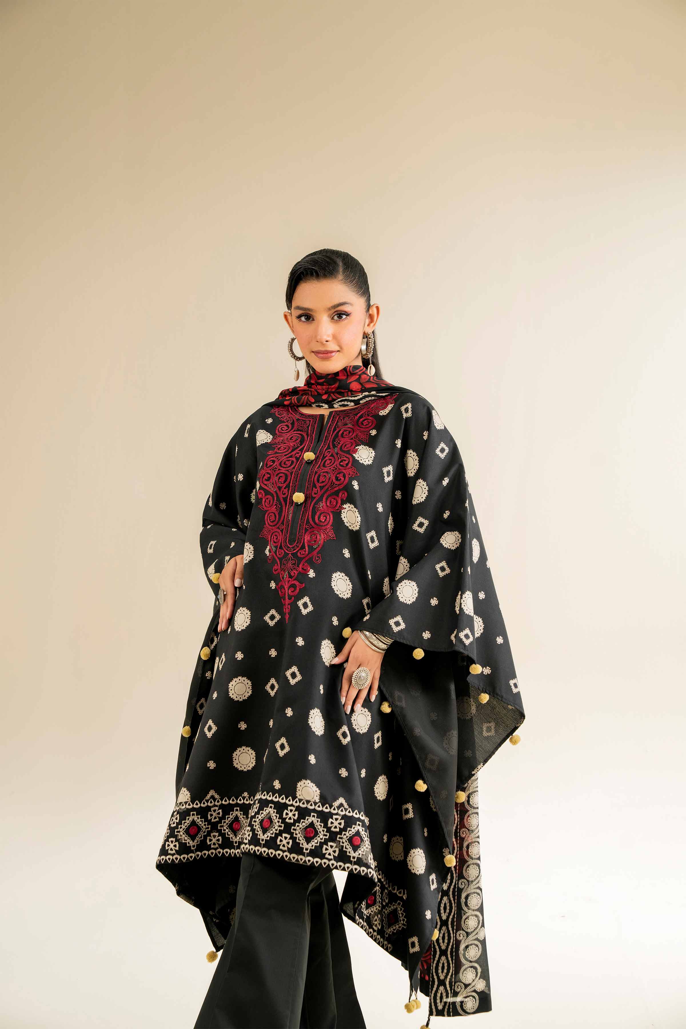 NishatUK - Black Embroidered  Lawn 3-piece unstitched Suit