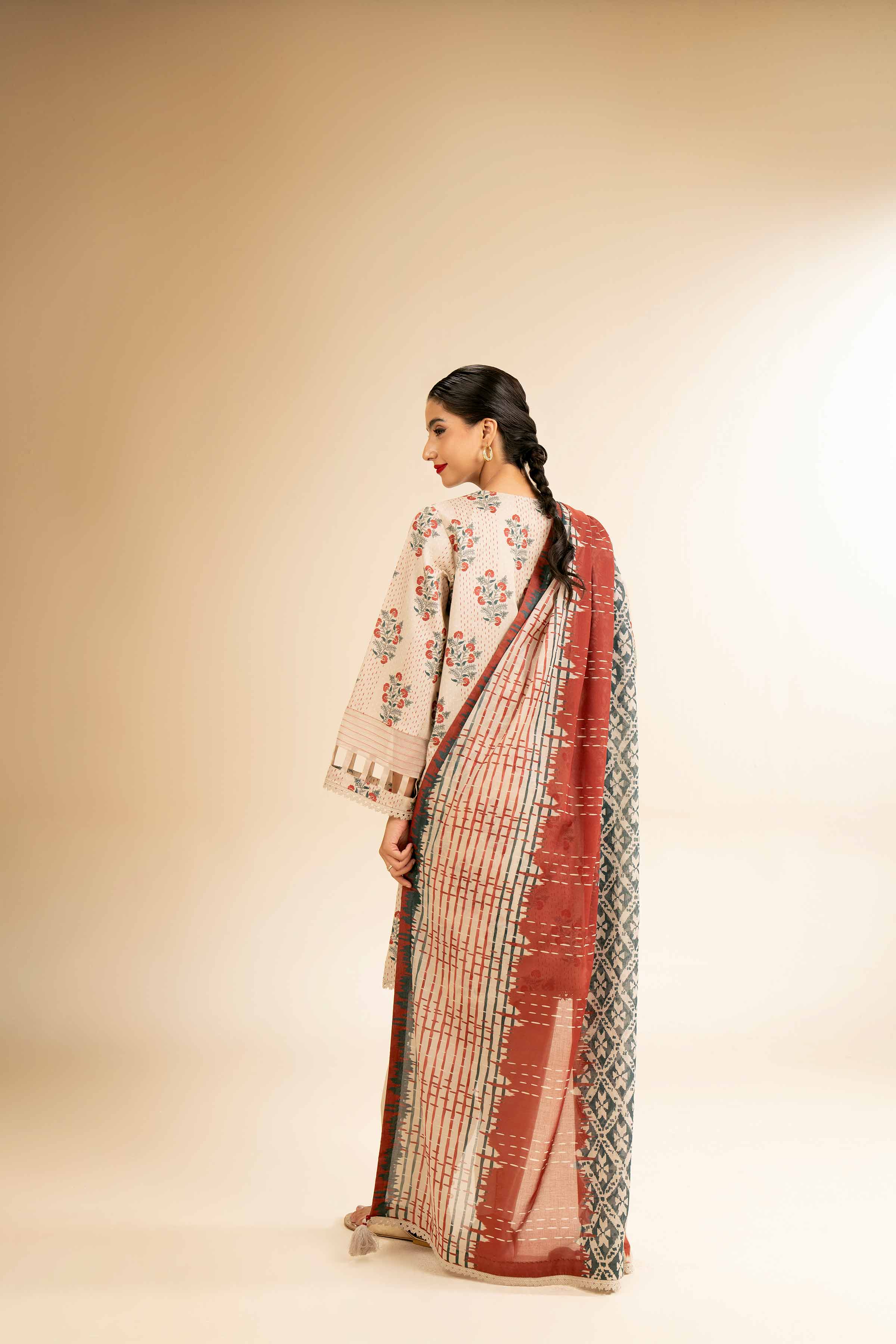 NishatUK - Purple & Beige Printed Lawn 3-piece unstitched Suit
