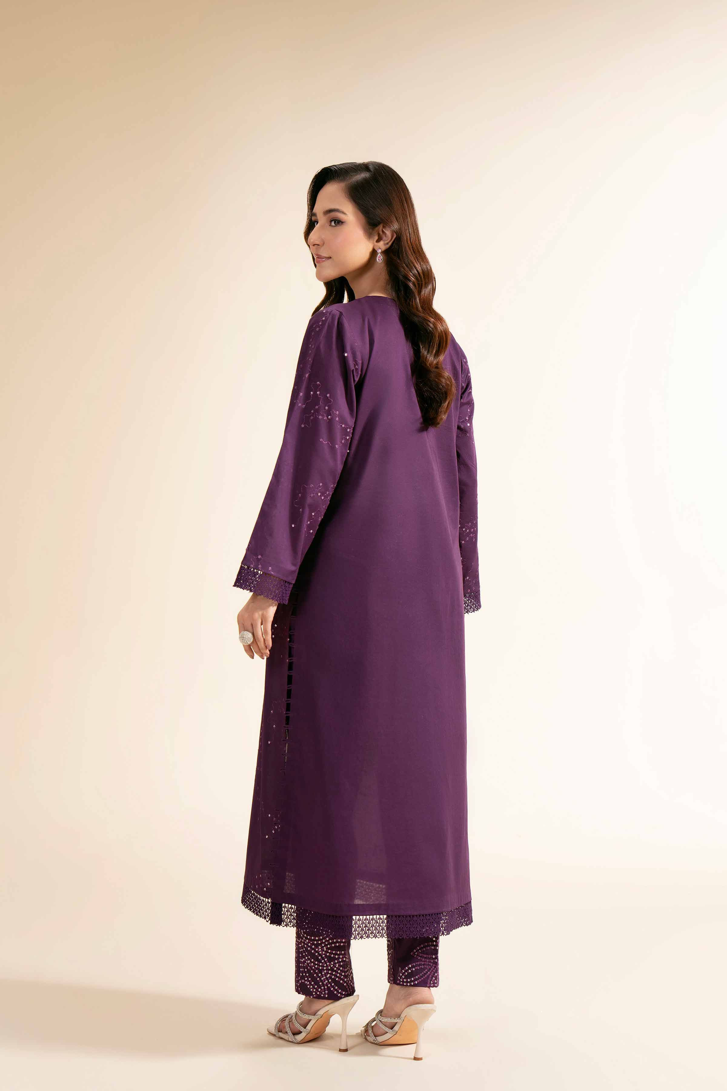 NishatUK - Purple Embroidered   Cambric 2-piece unstitched Dress