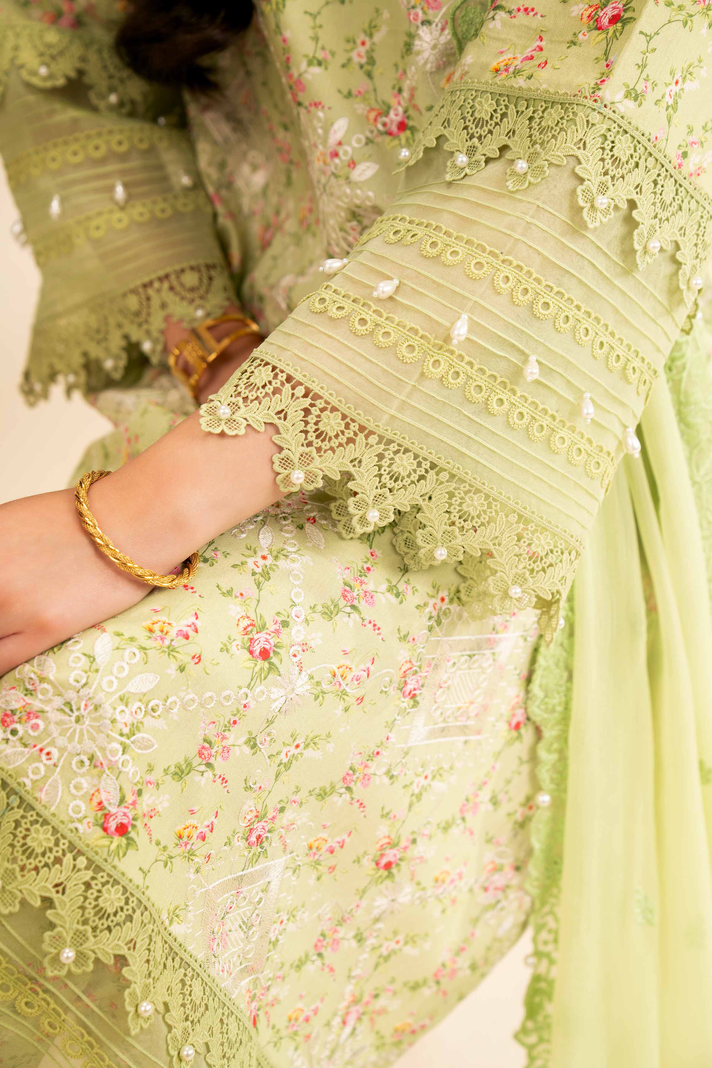 NishatUK - Mintgreen Embroidered   Cambric 3-piece unstitched Suit